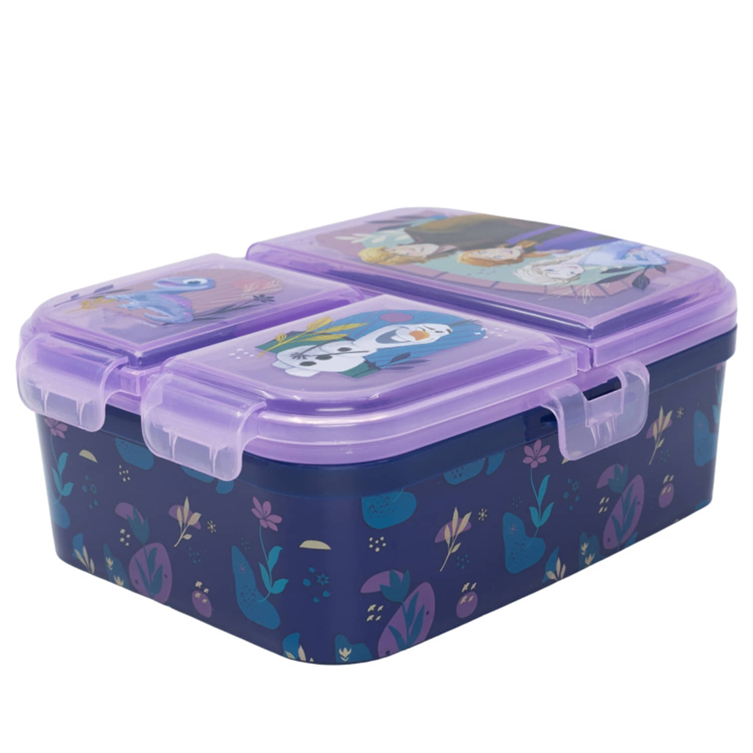 Gluman Purple Disney Frozen Partition Lunch Box for Kids with Snap Lock Closure - 500ml