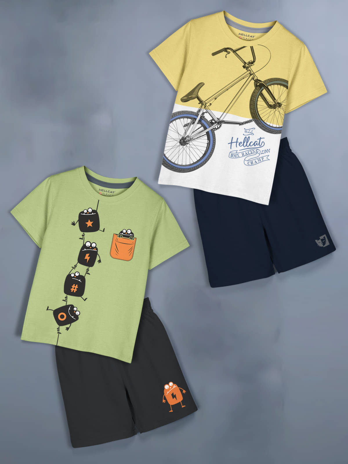     			HELLCAT Pack of 2 Baby Boys Cotton Blend T-Shirt & Shorts ( Green )