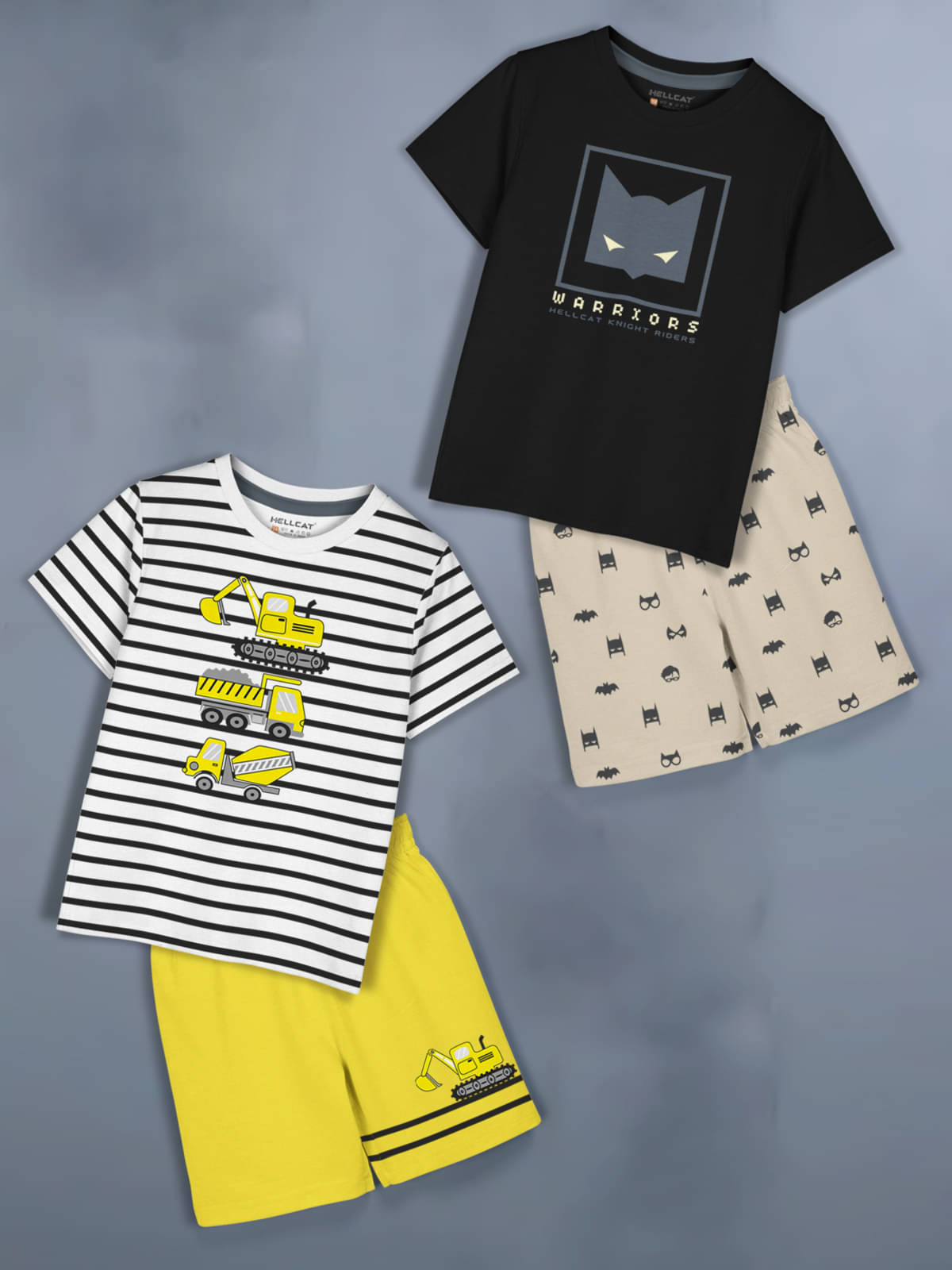     			HELLCAT Pack of 2 Baby Boys Cotton Blend T-Shirt & Shorts ( White )