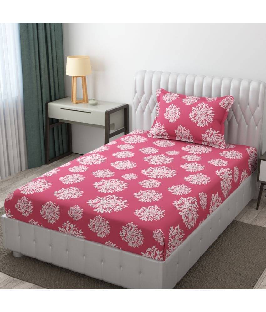     			HIDECOR Microfiber 1 Single Bedsheet with 1 Pillow Cover ( Pink )