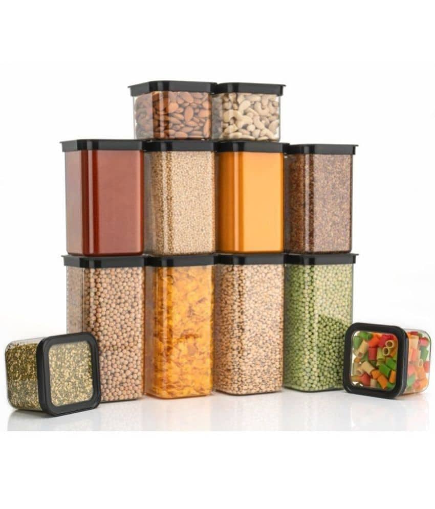 iview kitchenware Dal/Pasta/Grocery PET Black Dal Container ( Set of 12 )