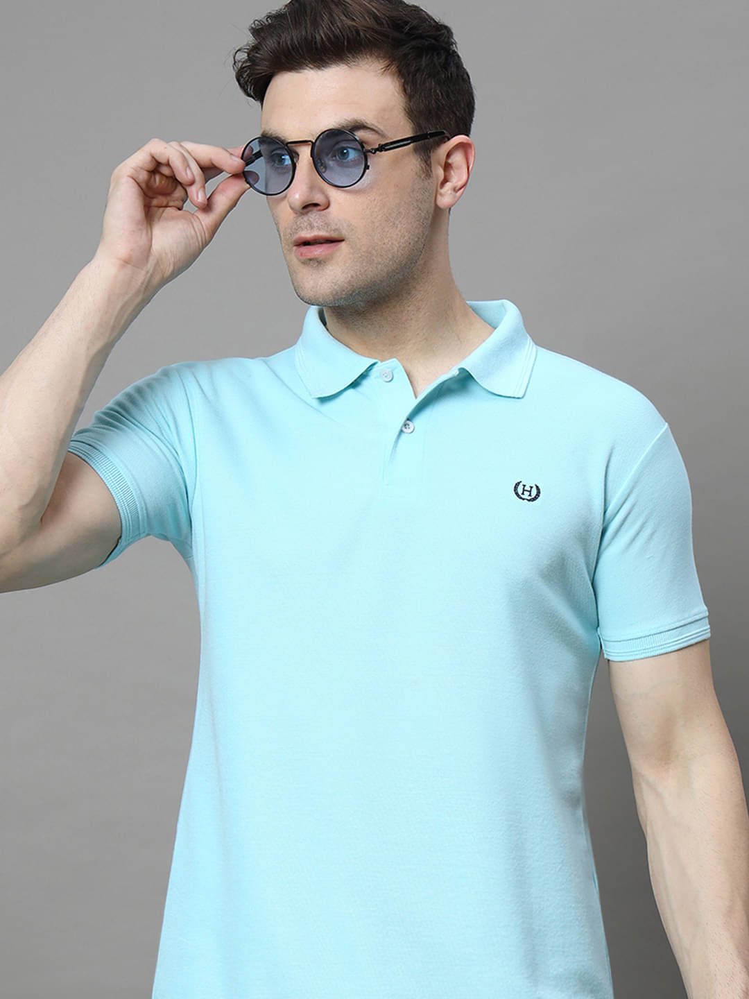     			Hushbucks Pack of 1 Cotton Blend Regular Fit Solid Half Sleeves Men's Polo T Shirt ( Turquoise )