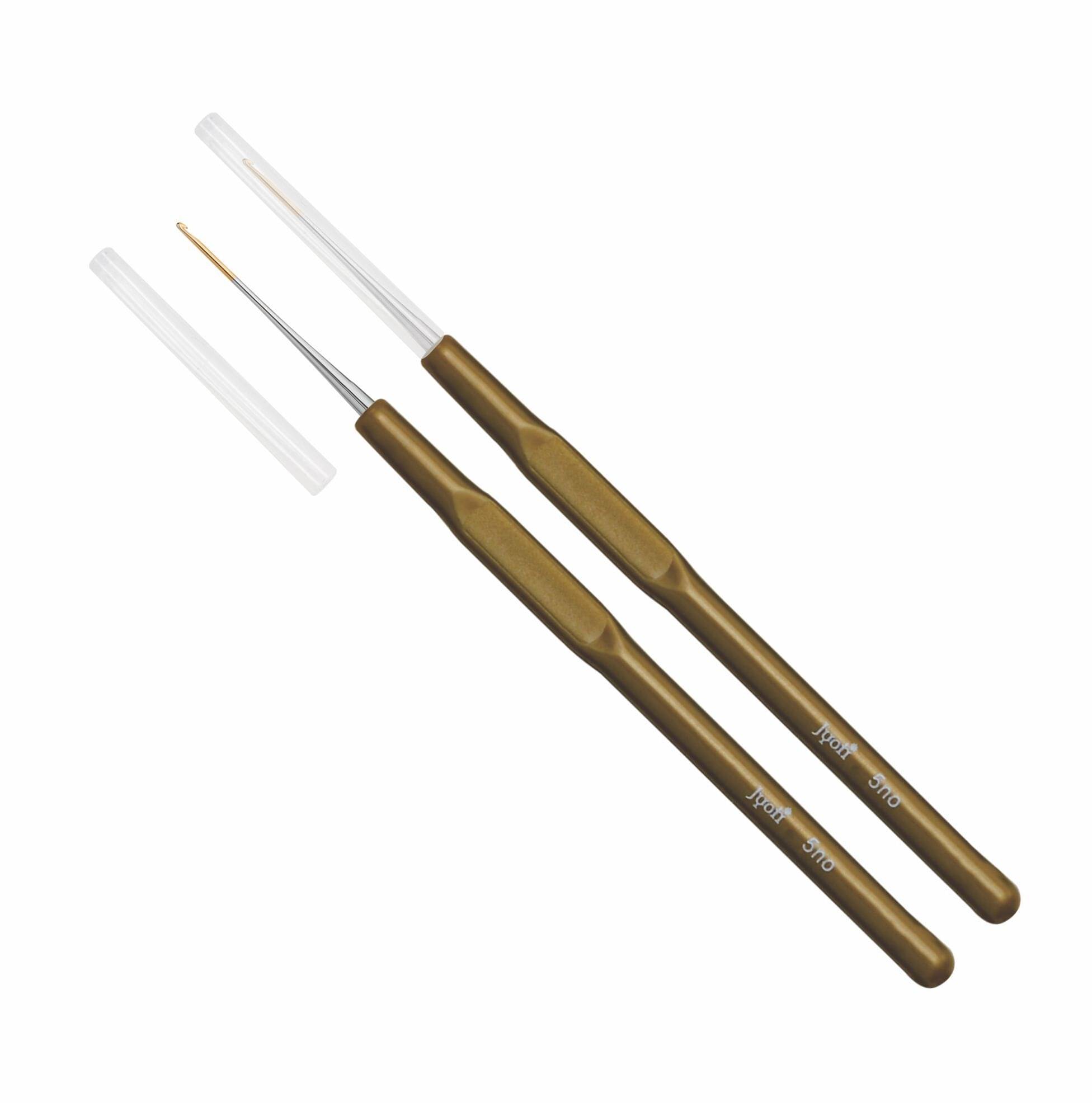     			Jyoti Crochet Hook Steel (Gold Point) with Plastic Handle for Thread Work, Hand Knitted Sewing DIY Craft Weaving Needle, Ideal for Sweater, Purses, Scarves, Hats #15519 (6"/15cm of Size 7-12) - 10 Pcs