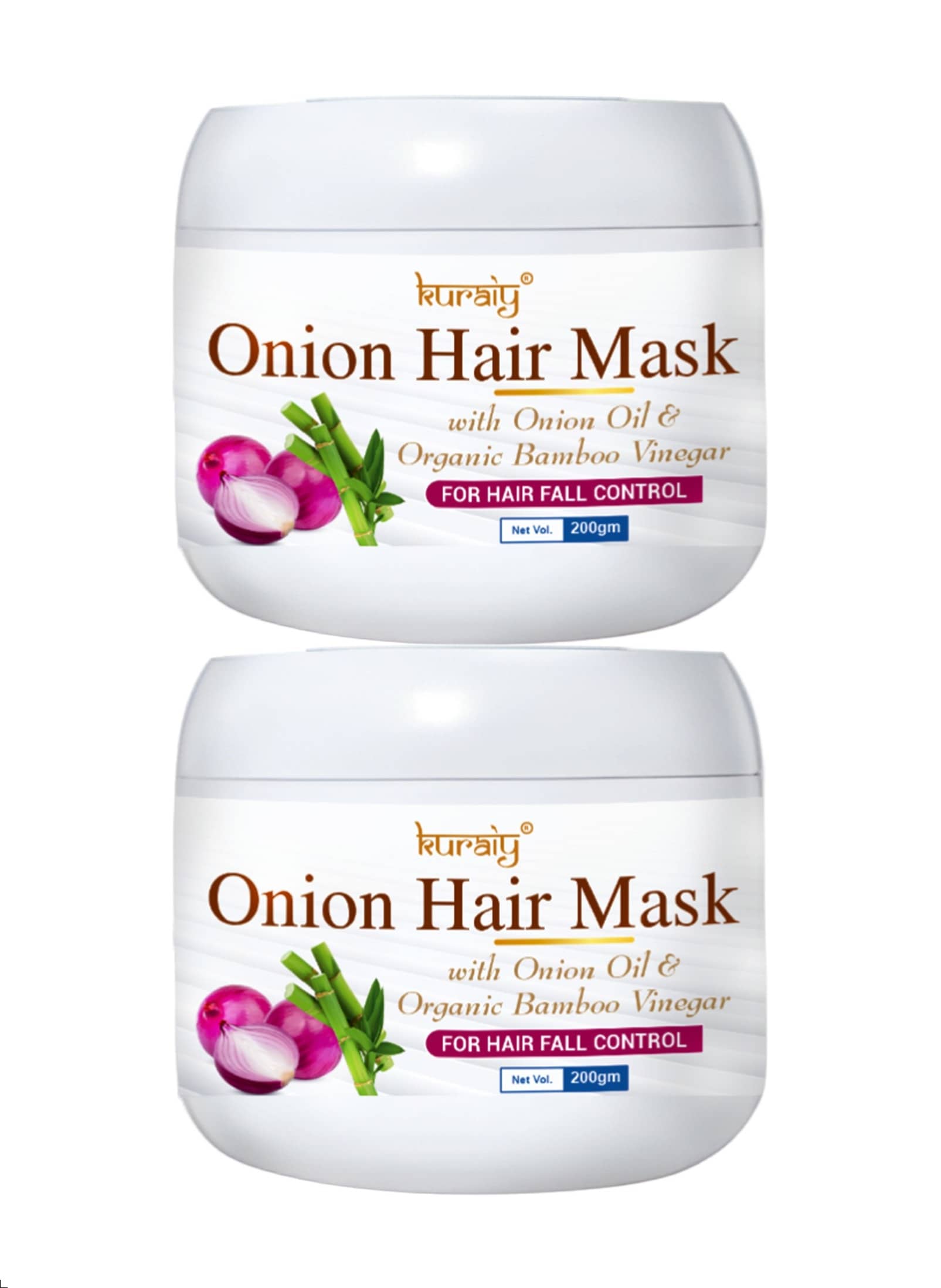 KURAIY Onion Hair Mask With Onion Oil & Organic Bamboo For Hair Fall Control 200g Pack Of 2