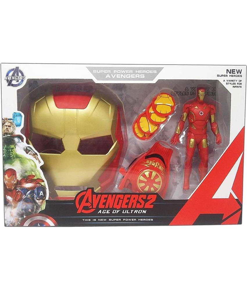 Kidsaholic Avenger 3 in 1 Set- Face Wearable , Figure and Arm wearable Disk Shooter(Random ) (Multicolor) (Free subscription of kids Educational worksheets)