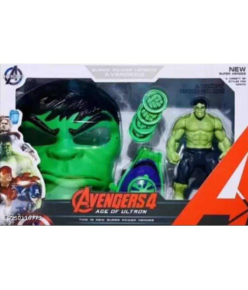 Kidsaholic Avenger 3 in 1 Set- Face Wearable , Figure and Arm wearable Disk Shooter(Random ) (Multicolor) (Free subscription of kids Educational worksheets)