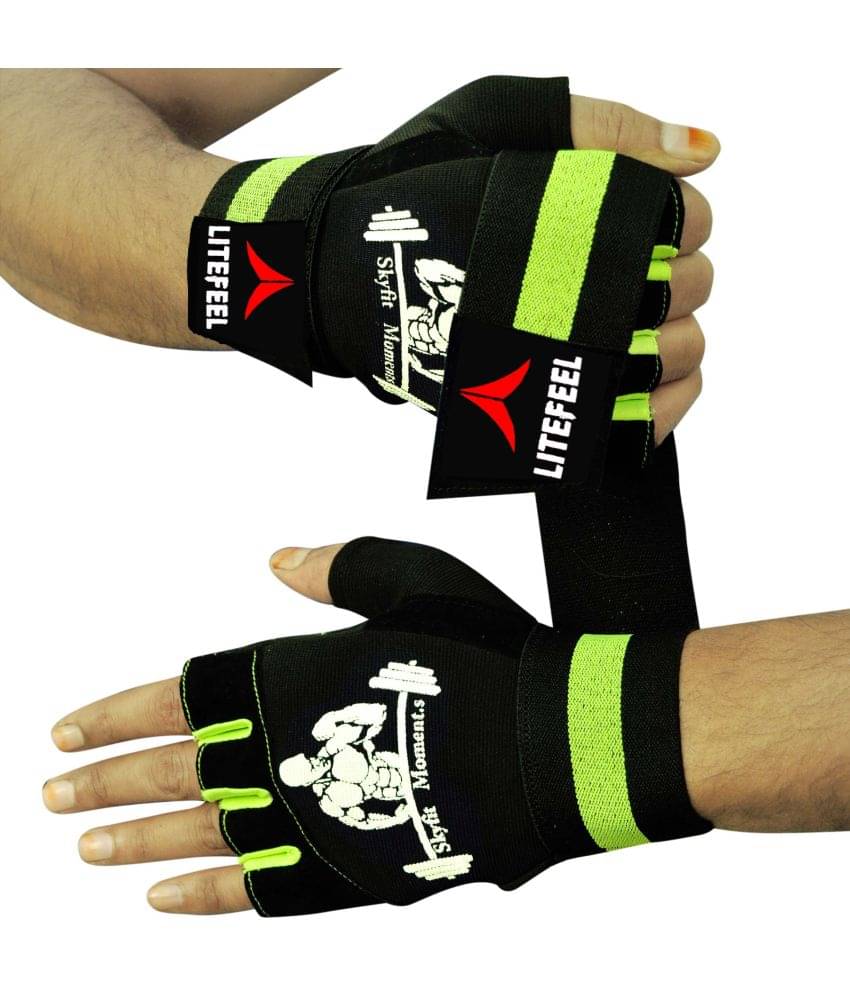 LITEFEEL Fancy Wrist Support Unisex Polyester Gym Gloves For Advanced Fitness Training and Workout With Half-Finger Length LITEFEEL Fancy Wrist Support Unisex Polyester Gym Gloves For Advanced Fitness Training and Workout With Half-Finger Length