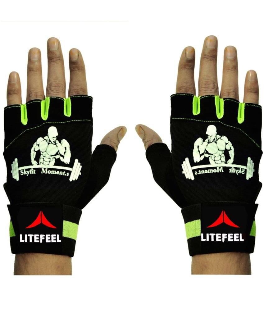     			LITEFEEL Super Wrist Support Unisex Polyester Gym Gloves For Advanced Fitness Training and Workout With Half-Finger Length