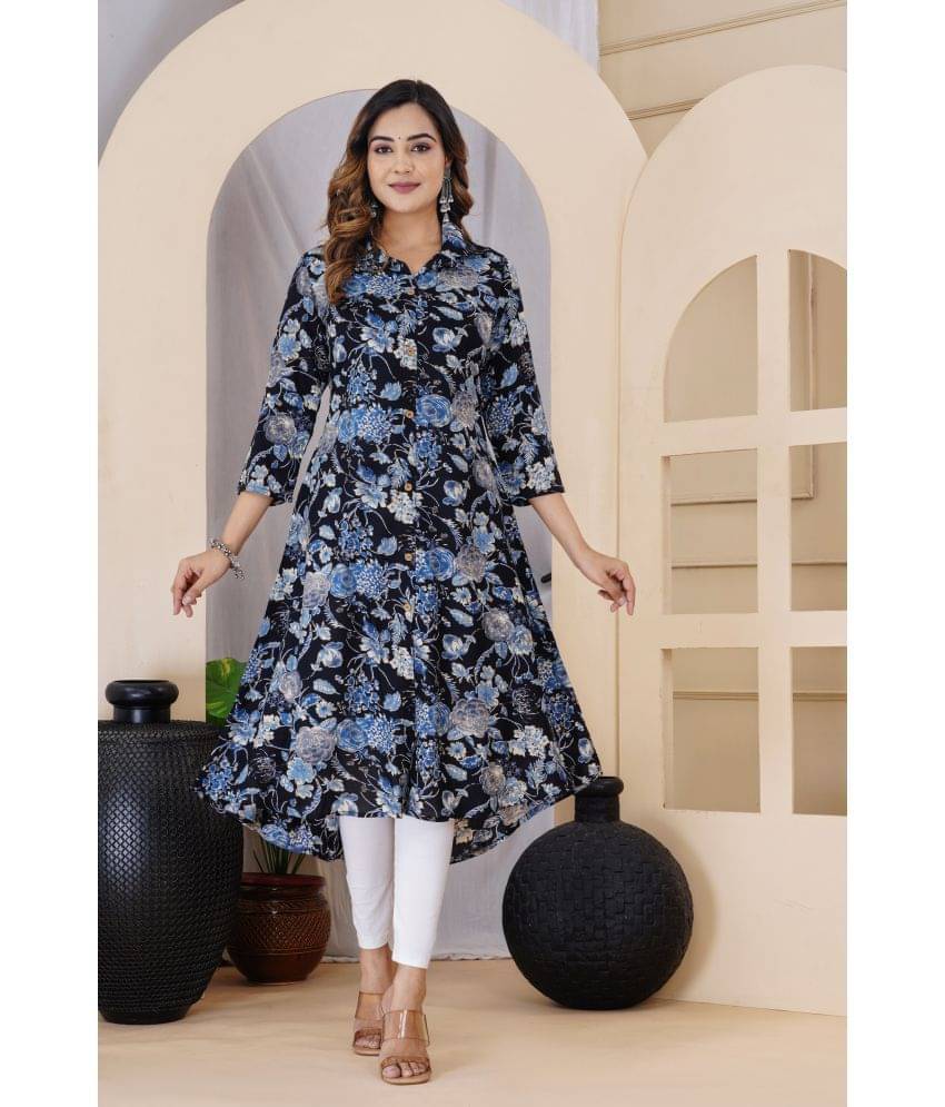     			Lee Moda Rayon Printed A-line Women's Kurti - Black ( Pack of 1 )
