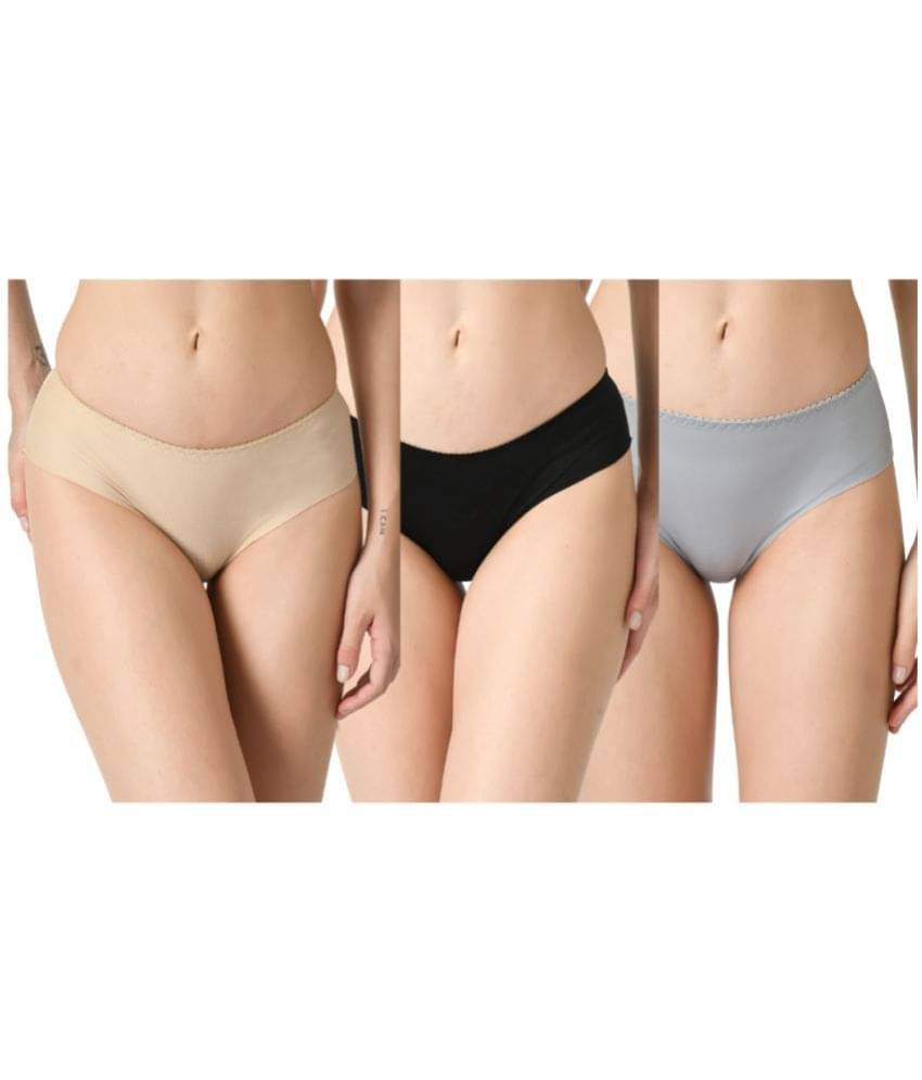 Legit Affair Pack of 3 Nylon Solid Women's Bikini ( Multi Color ) Legit Affair Pack of 3 Nylon Solid Women's Bikini ( Multi Color )