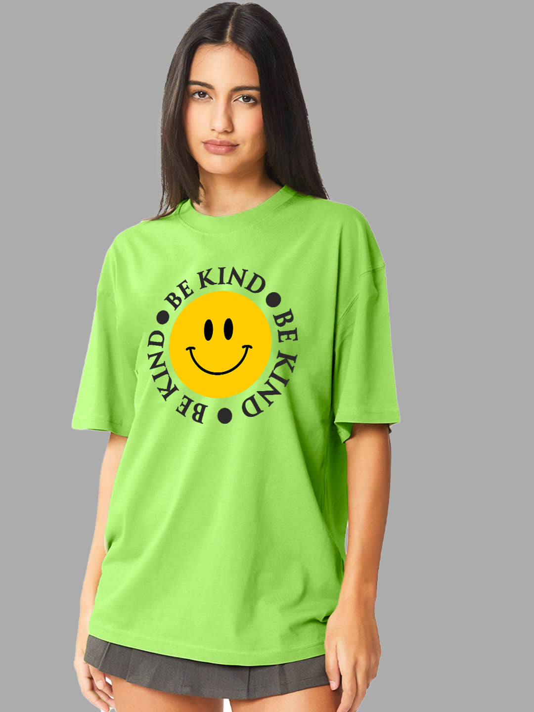 Leotude Women Cotton Blend Printed Oversized Fit Round Neck T-Shirt ( Multi Color )