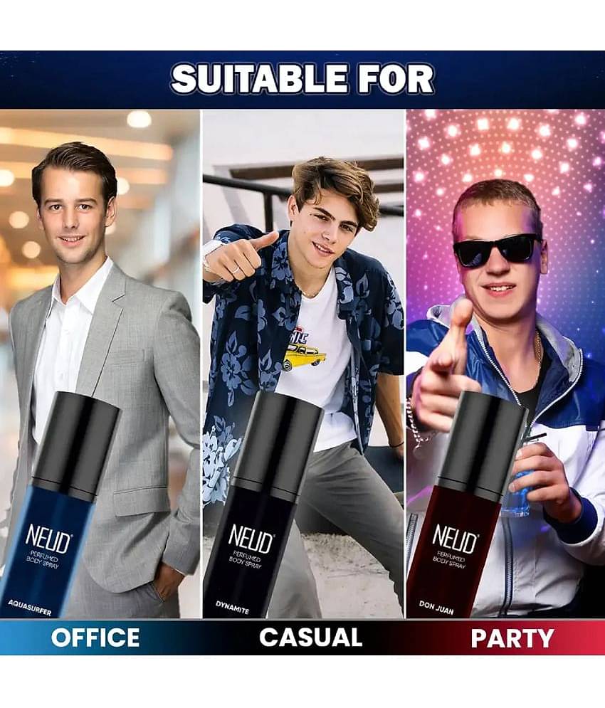 NEUD NEUD 3-in-1 Perfumed Body Sprays for Men Body Spray for Men 880 ml ( Pack of 2 )