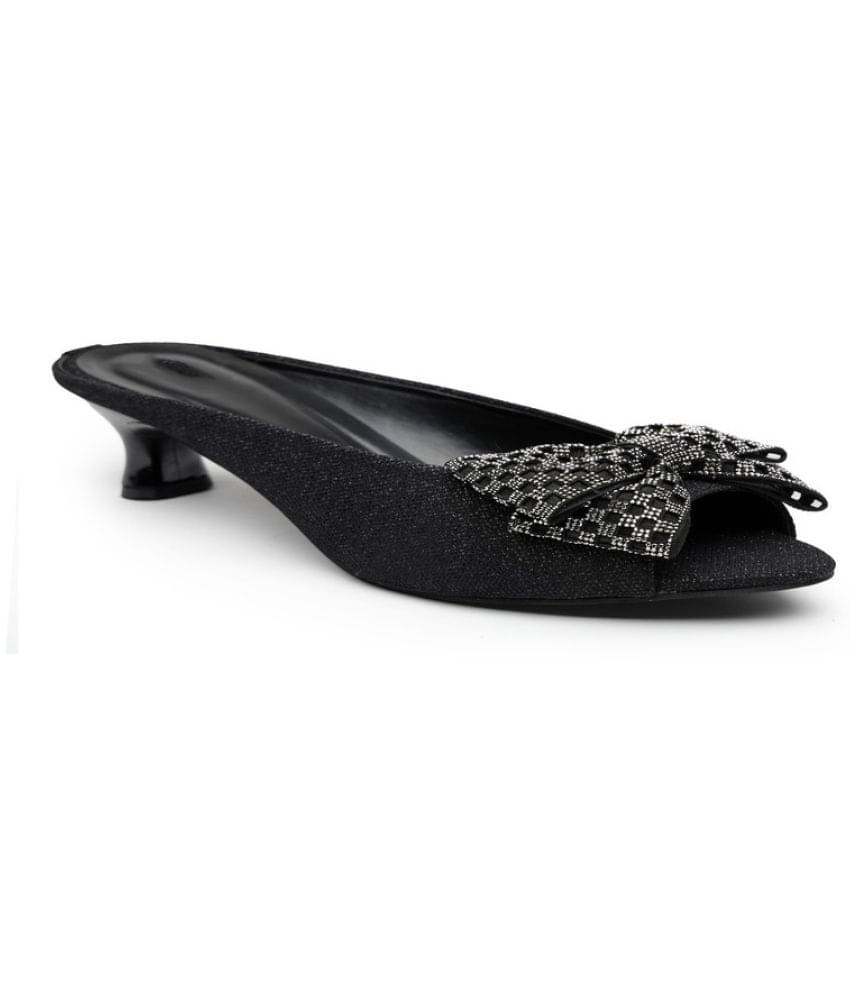     			NATSHUZ Black Women's Slip On Heels