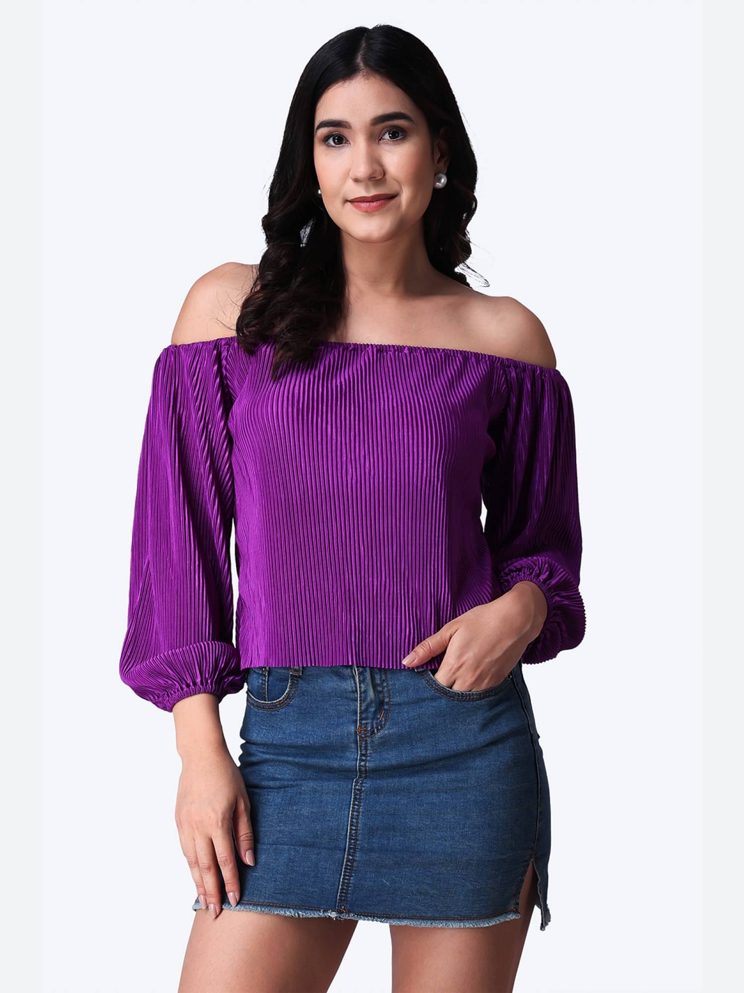 POPWINGS Women's Polyester Regular Top ( Purple )     			POPWINGS Women's Polyester Regular Top ( Purple )