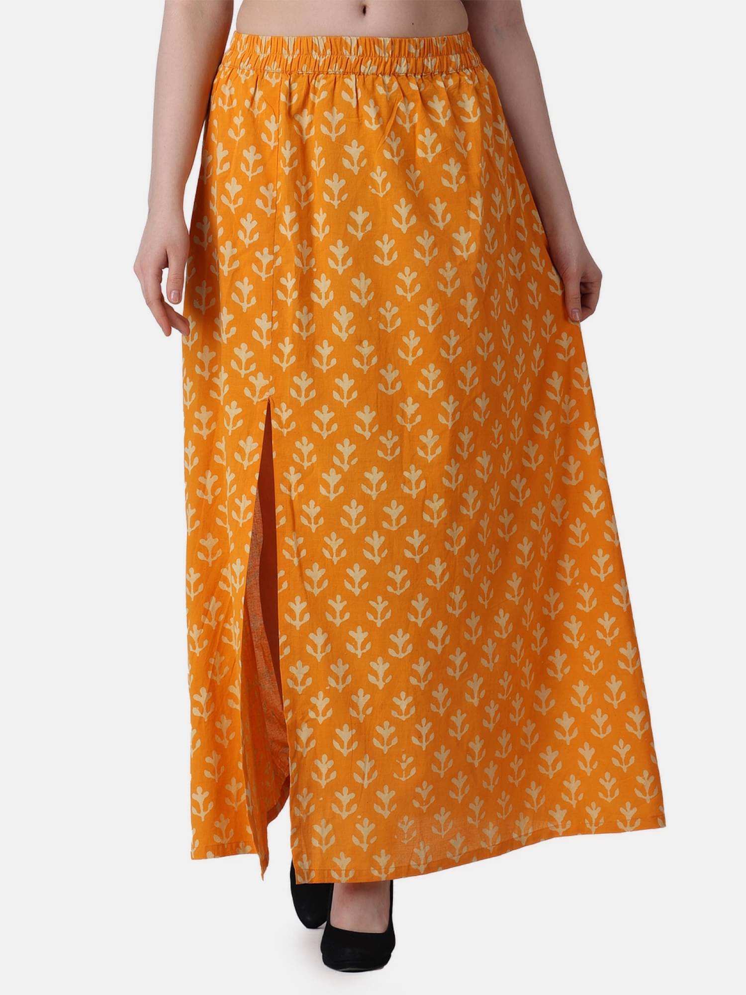     			POPWINGS Yellow Cotton Women's A-Line Skirt ( Pack of 1 )