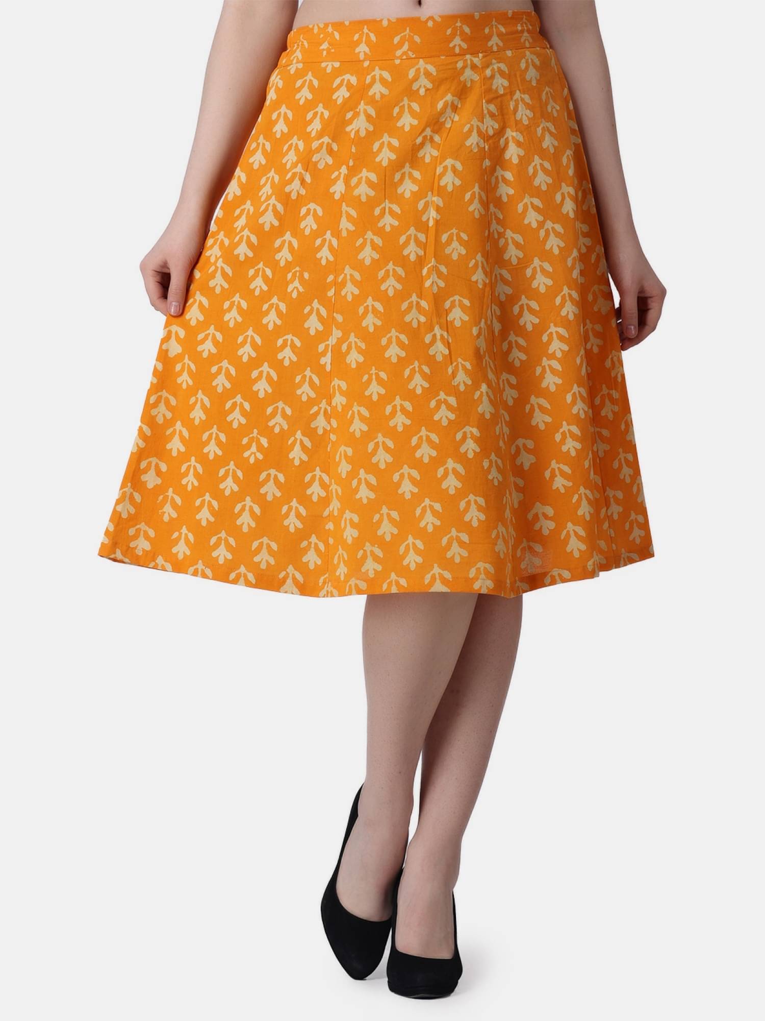     			POPWINGS Yellow Cotton Women's Flared Skirt ( Pack of 1 )