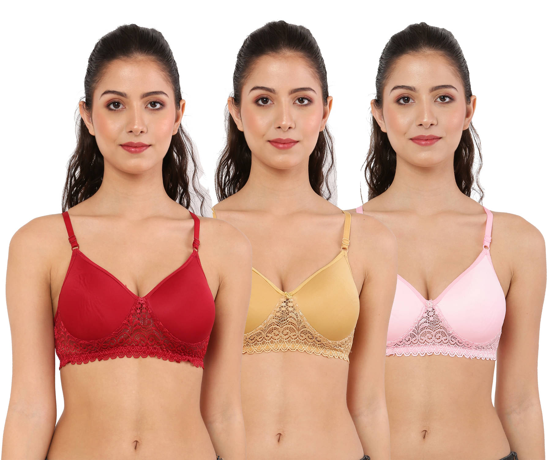 Piylu Pack of 3 Cotton Blend Women's Bralette Bra ( Multicolor ) Pack of 3 Women Full Coverage Lightly Padded Bra (Multicolor) Piylu Pack of 3 Cotton Blend Women's Bralette Bra ( Multicolor ) Pack of 3 Women Full Coverage Lightly Padded Bra (Multicolor)