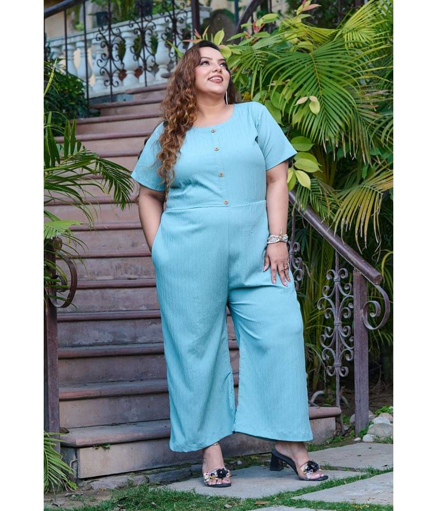 PrettyPlus by Desinoor.com Blue Polyester Regular Fit Women's Jumpsuit ( Pack of 1 ) PrettyPlus by Desinoor.com Blue Polyester Regular Fit Women's Jumpsuit ( Pack of 1 )