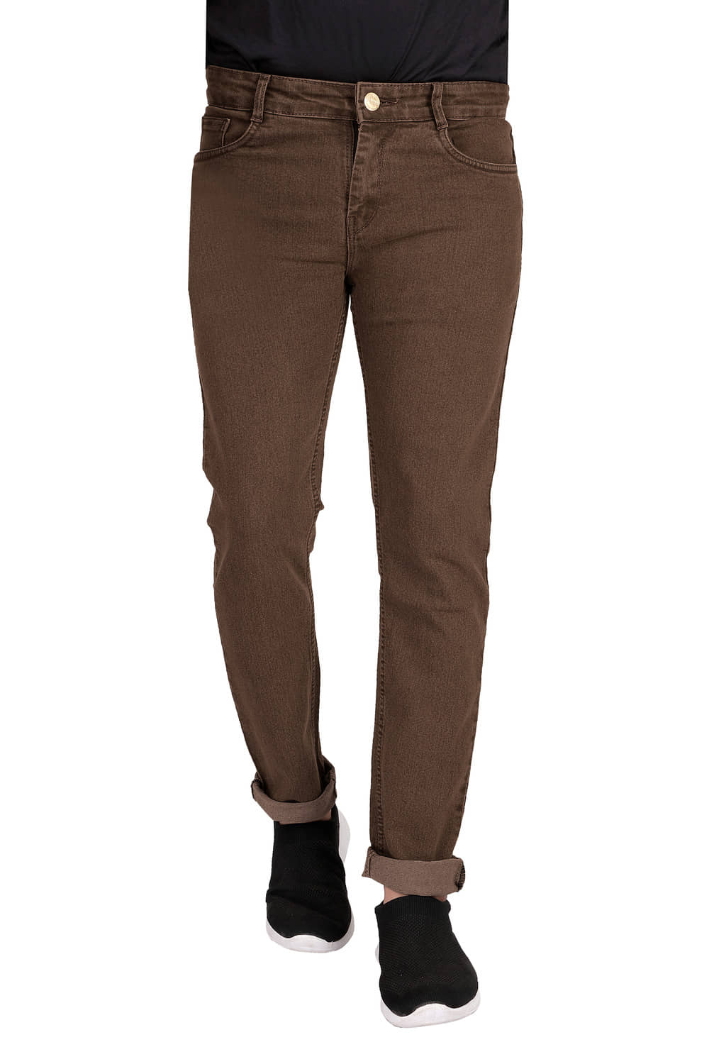 RAGZO Slim Fit Cuffed Hem Men's Jeans - Dark Brown ( Pack of 1 ) - Jeans | Buy online on ZillyBuy