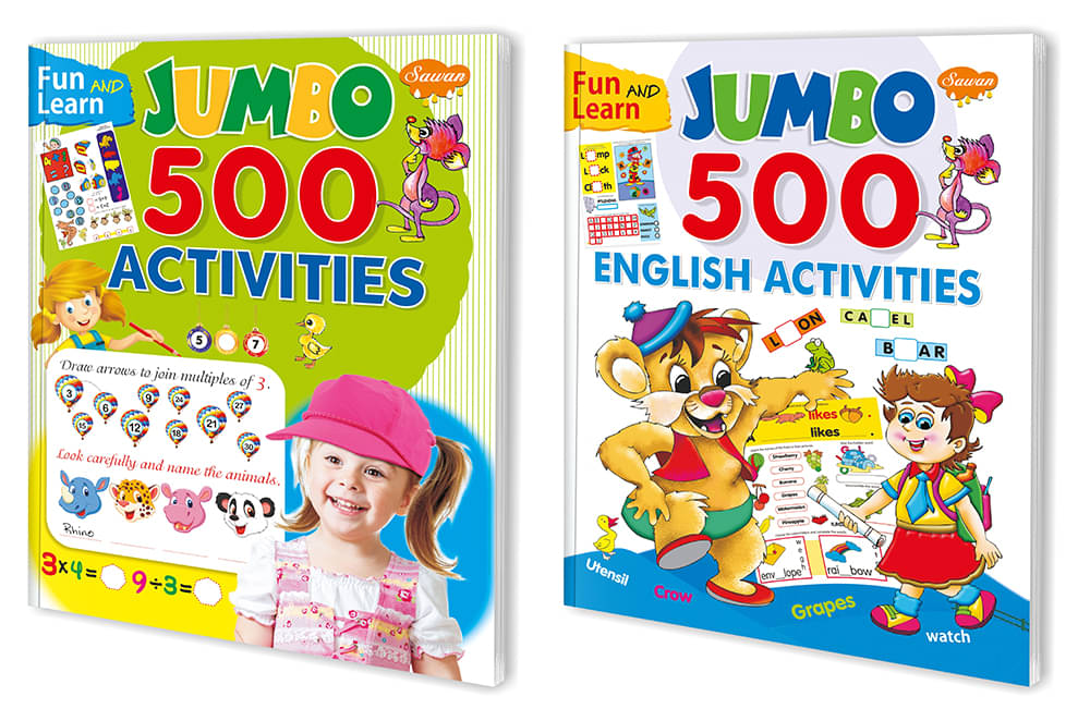 Sawan Present Set Of 2 Activity Books | Fun & Learn Jumbo 500 Series | Avtivity & English (Perfect Binding, Manoj Publications Editorial Board) Sawan Present Set Of 2 Activity Books | Fun & Learn Jumbo 500 Series | Avtivity & English (Perfect Binding, Manoj Publications Editorial Board)