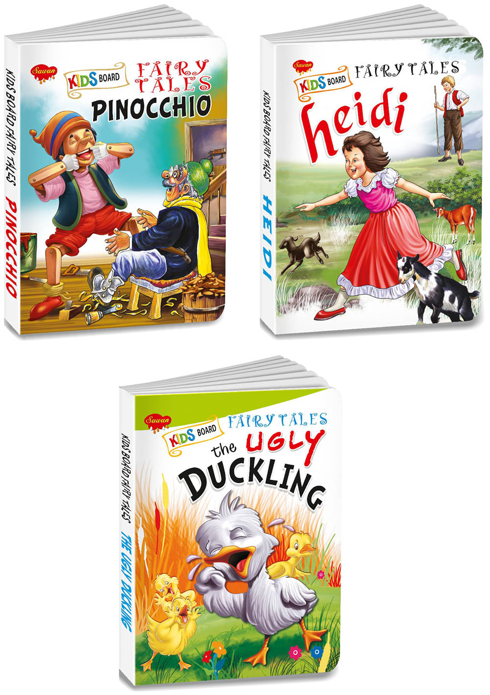     			Sawan Present Set Of 3 Books | Kids Board Fairy Tales | Pinnochio, Heidi And The Ugly Duckling (Board Book, Manoj Publications Editorial Board)