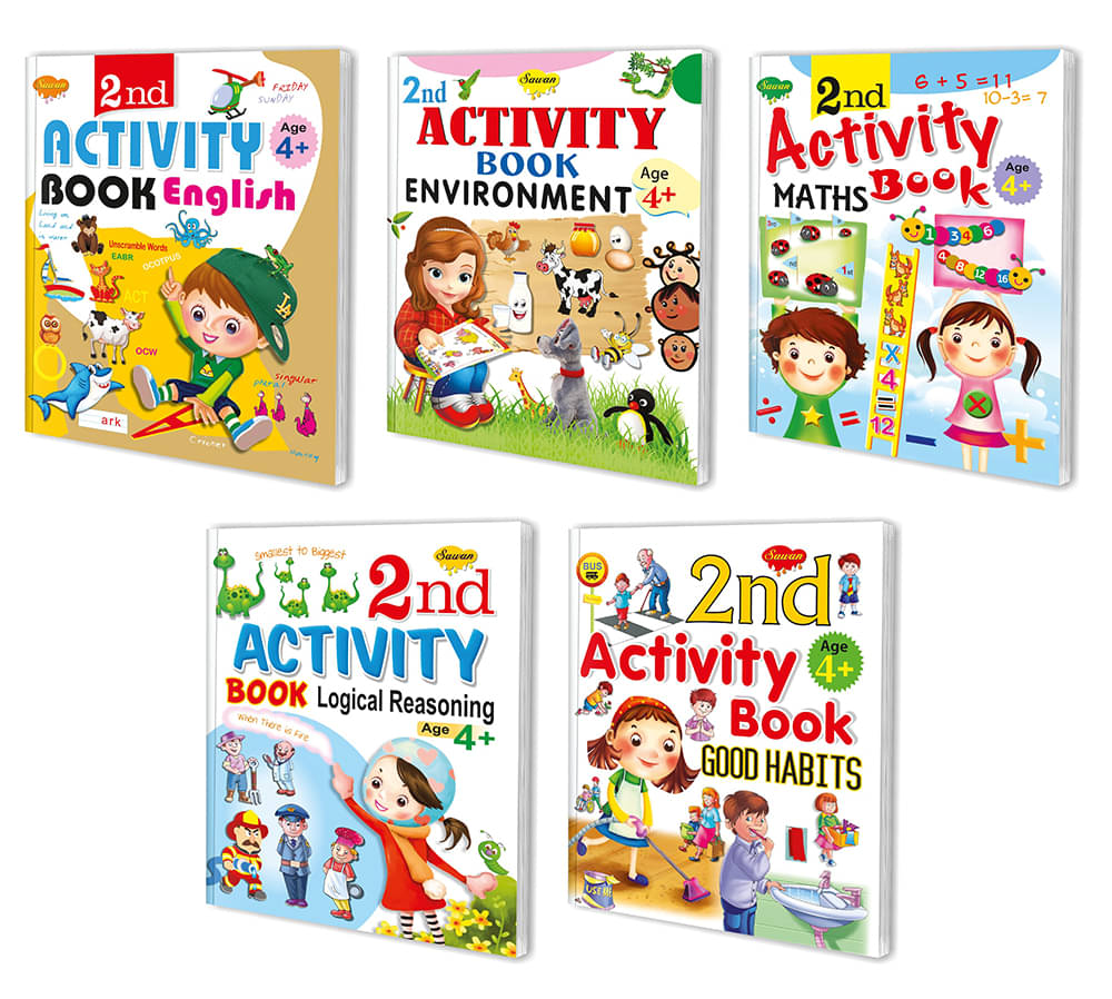 Sawan Present Set Of 5 Activity Books | 2nd Activity For 4+ | English,Enviroment,Logical Reasoning,Maths & Good Habbits (Perfect Binding, Manoj Publications Editorial Board) Sawan Present Set Of 5 Activity Books | 2nd Activity For 4+ | English,Enviroment,Logical Reasoning,Maths & Good Habbits (Perfect Binding, Manoj Publications Editorial Board)