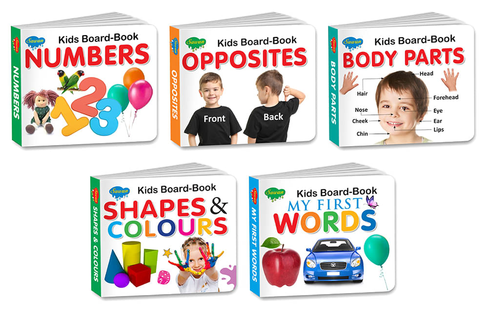 Sawan Present Set Of 5 Board Books | Kids Board Book Series | Numbers, Opposites, Body Parts, Shape & Colour & My First Words (Board Book, Manoj Publications Editorial Board) Sawan Present Set Of 5 Board Books | Kids Board Book Series | Numbers, Opposites, Body Parts, Shape & Colour & My First Words (Board Book, Manoj Publications Editorial Board)