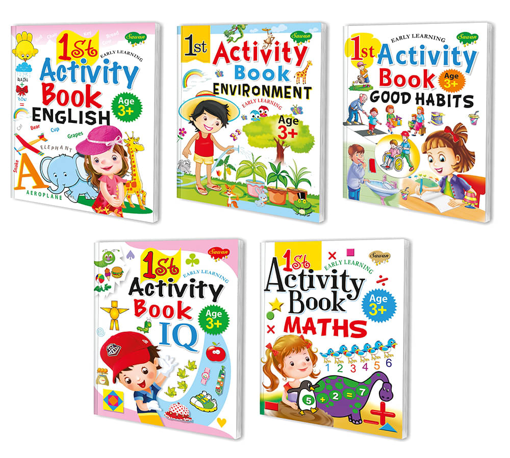 Set Of 5 Activity Books | 1st Activity For 3+ | Good Habbits, Enviroment, IQ, English & Maths (Perfect Binding, Manoj Publications Editorial Board) Set Of 5 Activity Books | 1st Activity For 3+ | Good Habbits, Enviroment, IQ, English & Maths (Perfect Binding, Manoj Publications Editorial Board)
