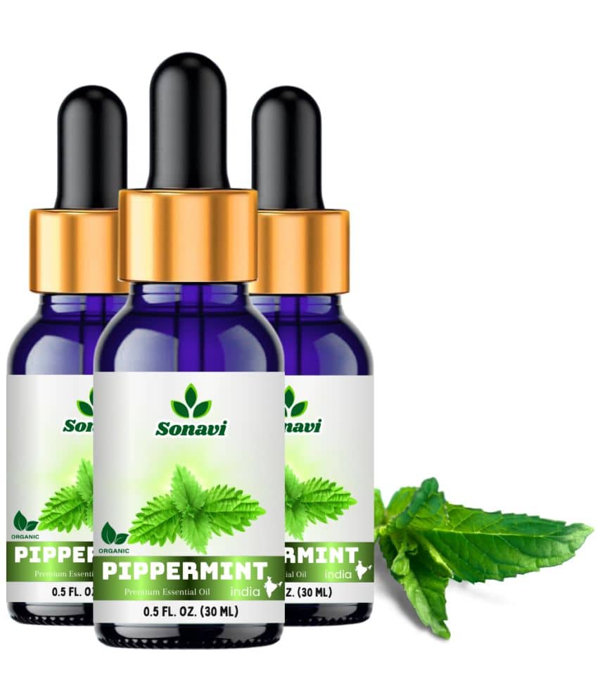 Sonavi Peppermint Stress Relief Essential Oil Green With Dropper 90 mL ( Pack of 3 )