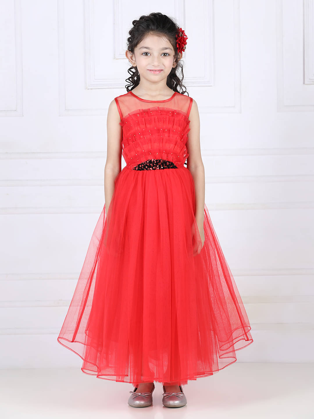 Toy Balloon Kids Net Fit And Flare Dress For Girls ( Pack of 1 , Red ) Toy Balloon Kids Net Fit And Flare Dress For Girls ( Pack of 1 , Red )
