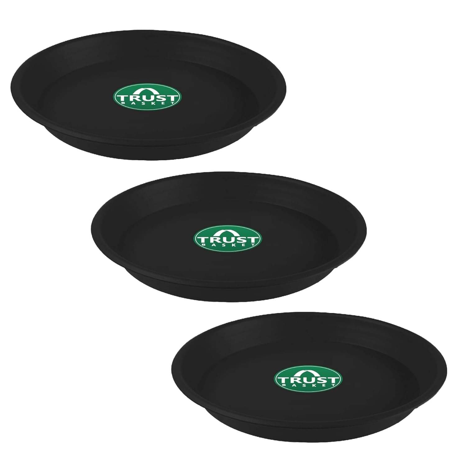     			TrustBasket UV Treated 6 inch Round Bottom Tray Saucer - Black Color-Set of 3
