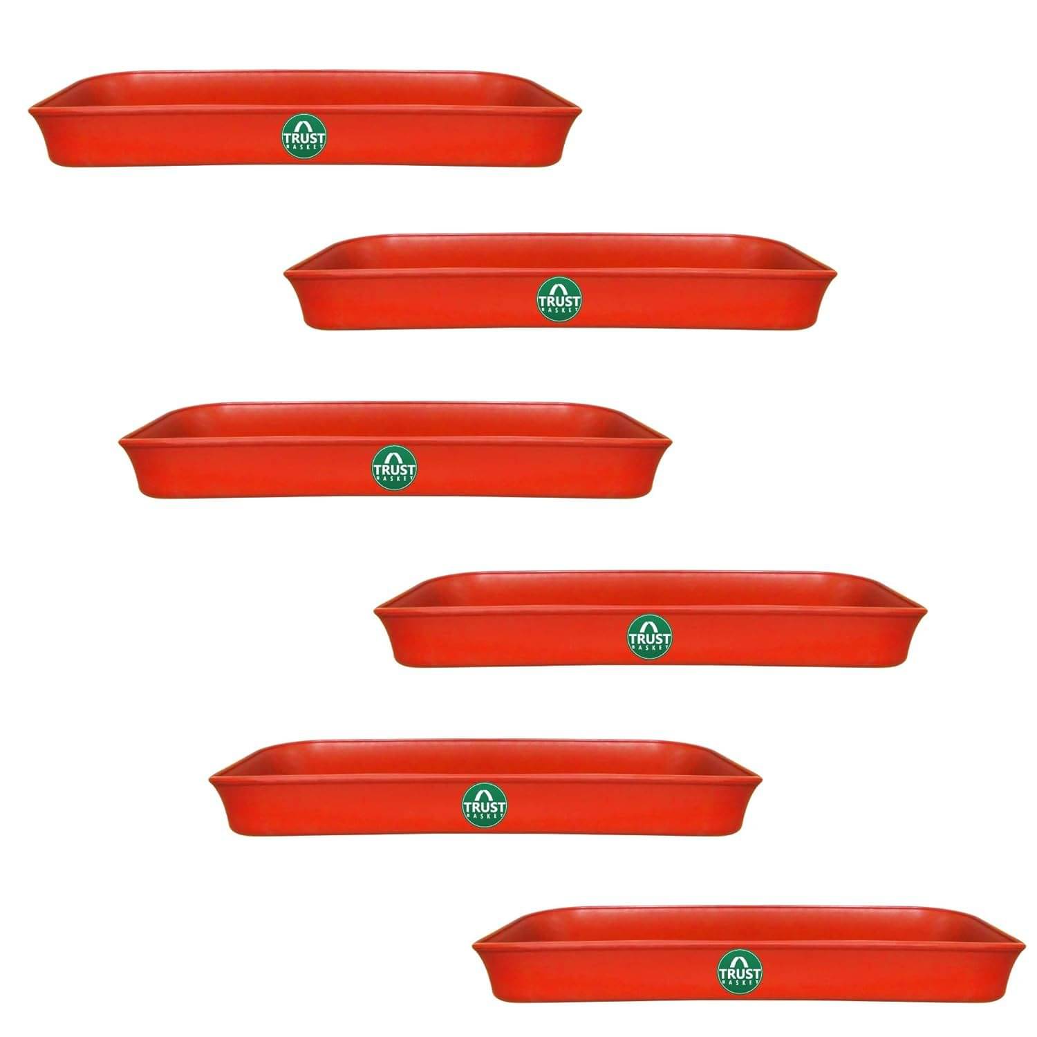     			TrustBasket UV Treated 10 inch Rectangular Bottom Tray(Plate/Saucer) - Terracotta Color - Set of 6