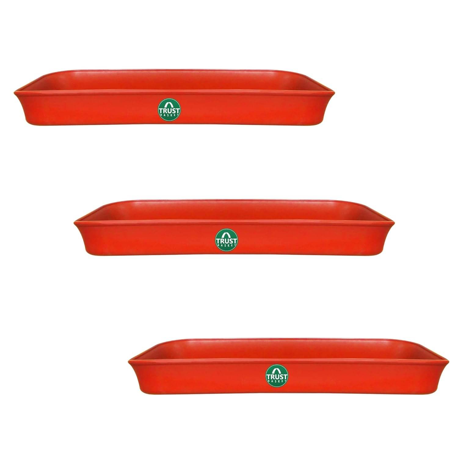     			TrustBasket UV Treated 16 inch Rectangular Bottom Tray Saucer - Terracotta Color - Set of 3