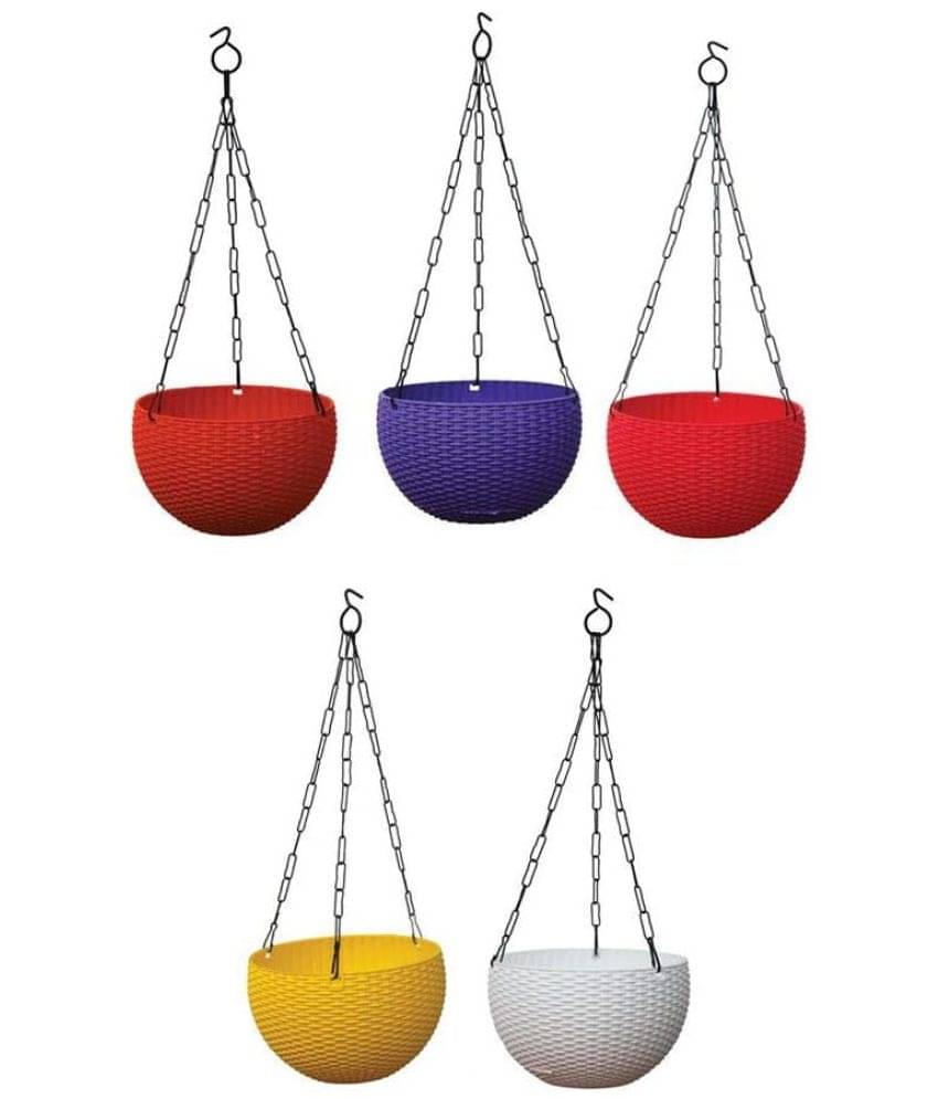     			TrustBasket Weave Hanging Basket Mixed Colours (Set of 5)