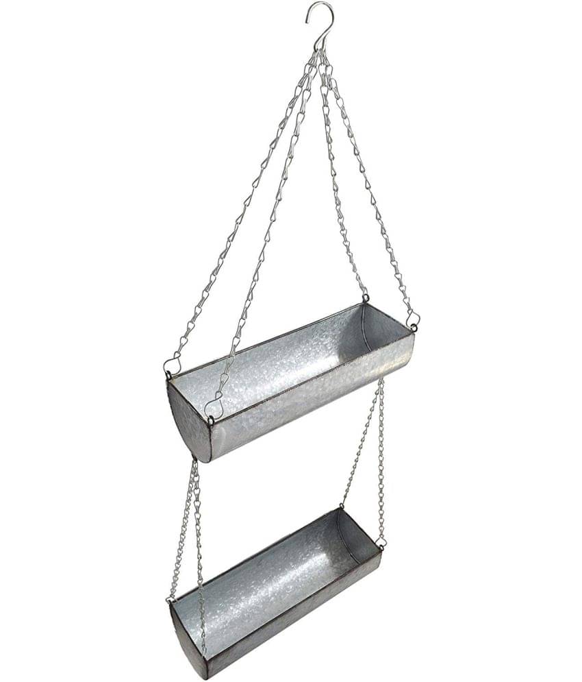     			TrustBasket Ivy MultiLevel Hanging Planter-Galvanized Metal