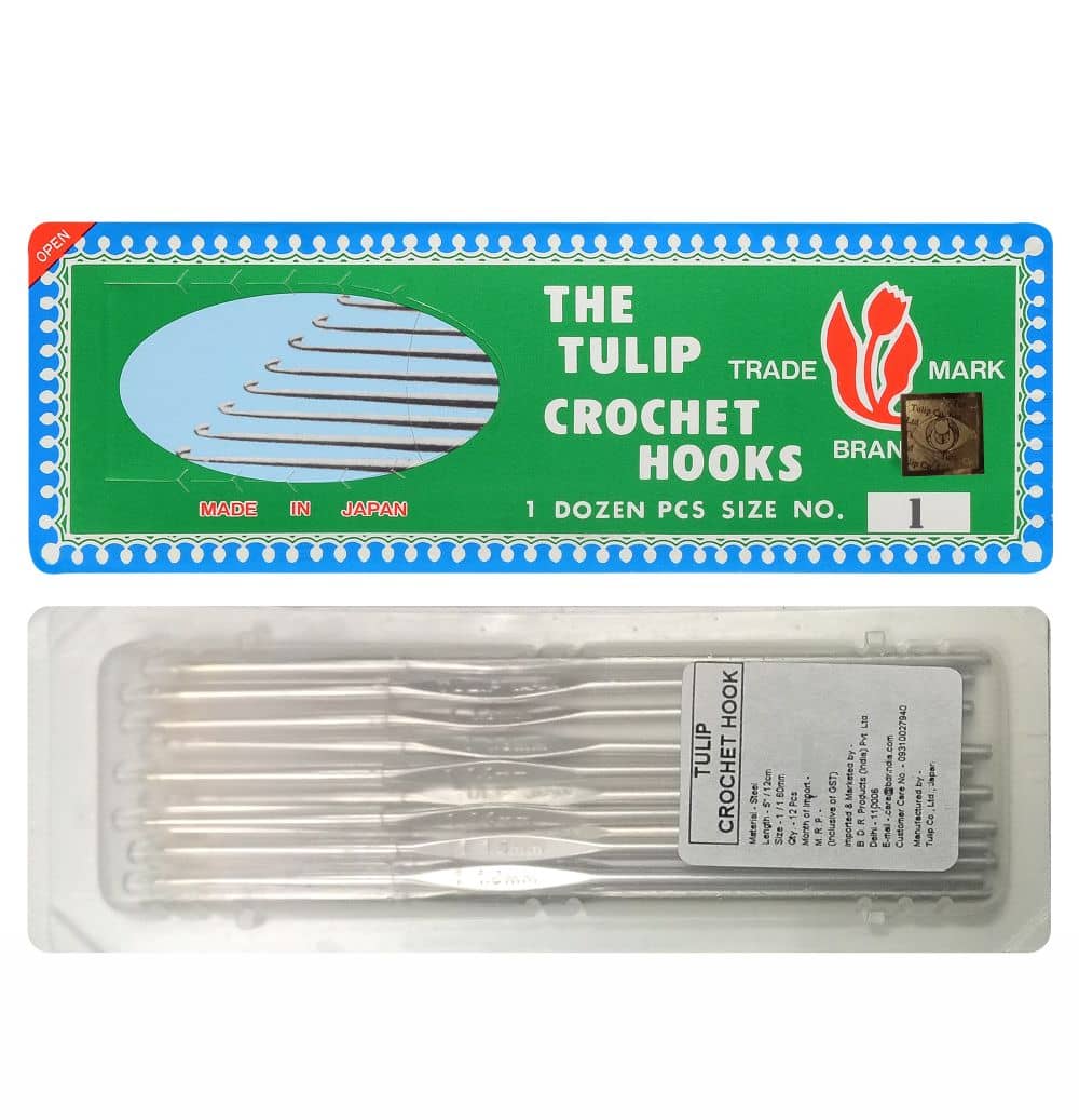 Tulip Crochet Hook (Made in Japan) for Thread Work with Gold Point and Plastic Cap, Woolen DIY Craft Knitting Needle Weave Yarn, Ideal for Sweaters, Scarves, (Silver, 5"/12cm of Size 1) - Pack of 1 - Stationery | Buy online on ZillyBuy
