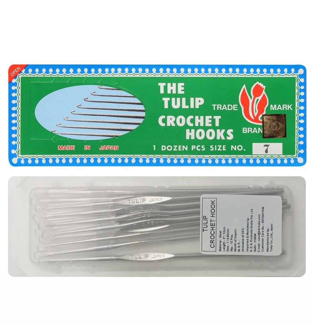    			Tulip Crochet Hooks Steel Ergonomic Soft Grip Arthritis Handle, Comfortable Smooth for Crocheting Yarn, Knitting Sweaters, Scarves, Hats, Wool Work, (Silver, 5"/12cm of Size 7) - Pack of 1