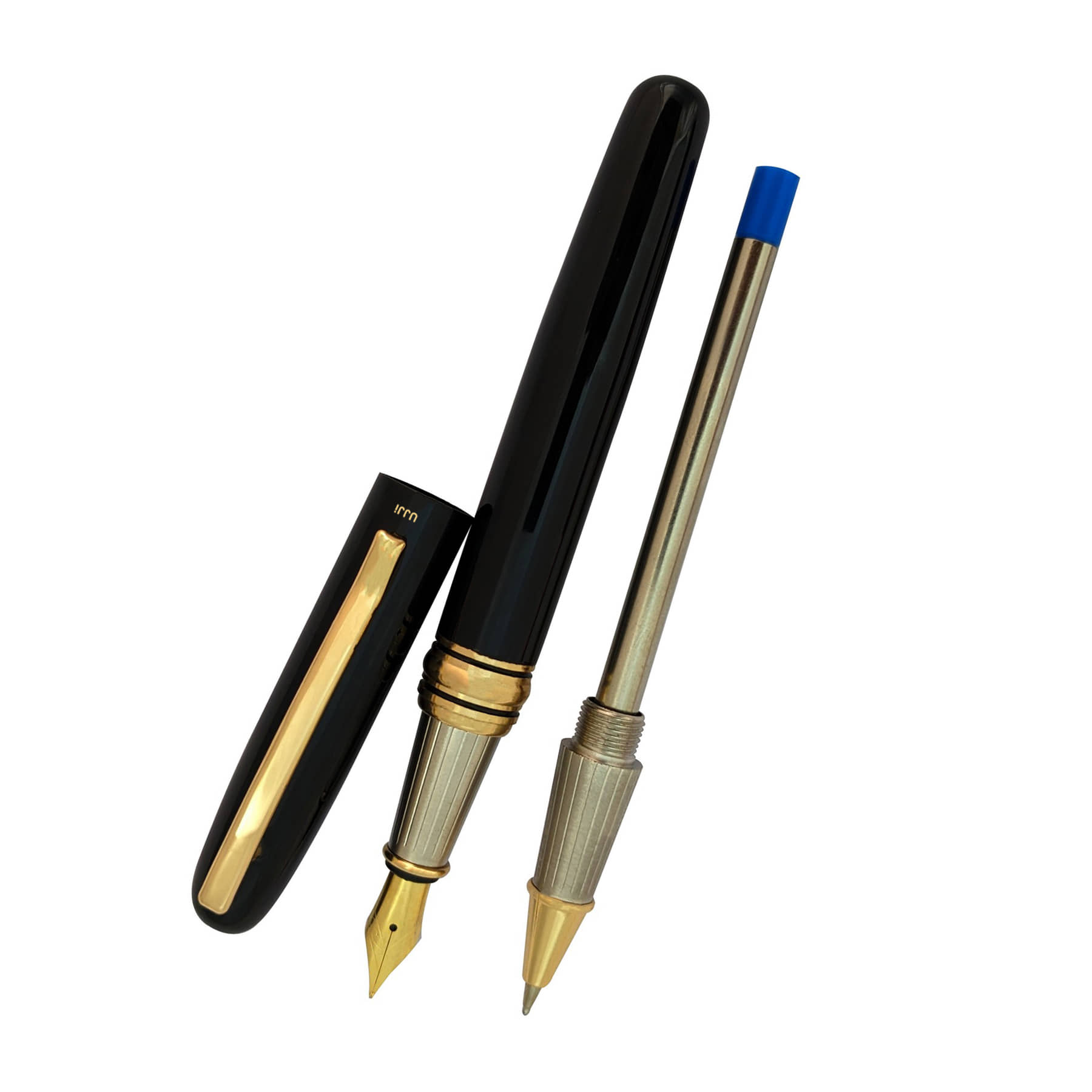 UJJi 2in1 Golden Clip Black Fountain & Roller Ball Pen (Blue Ink) Fountain Pen