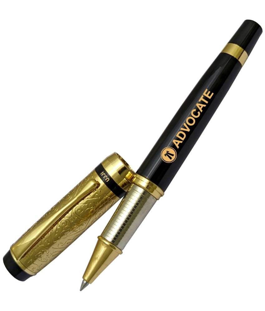 UJJi Advocate Logo Carved Deisgn Golden Color Cap Brass Metal (Blue Ink) Roller Ball Pen UJJi Advocate Logo Carved Deisgn Golden Color Cap Brass Metal (Blue Ink) Roller Ball Pen