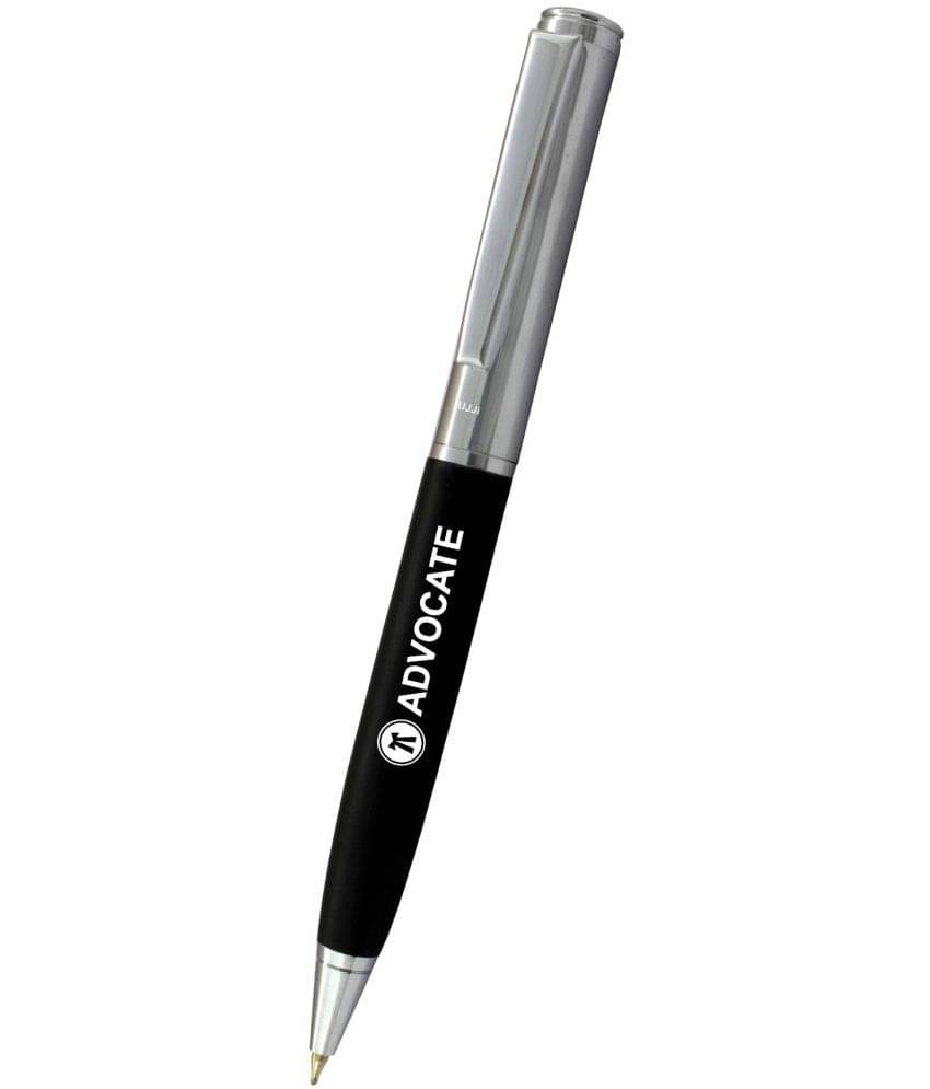     			UJJi Advocate Logo Engraved Matte Black with Chrome Clip (Blue Ink) Ball Pen
