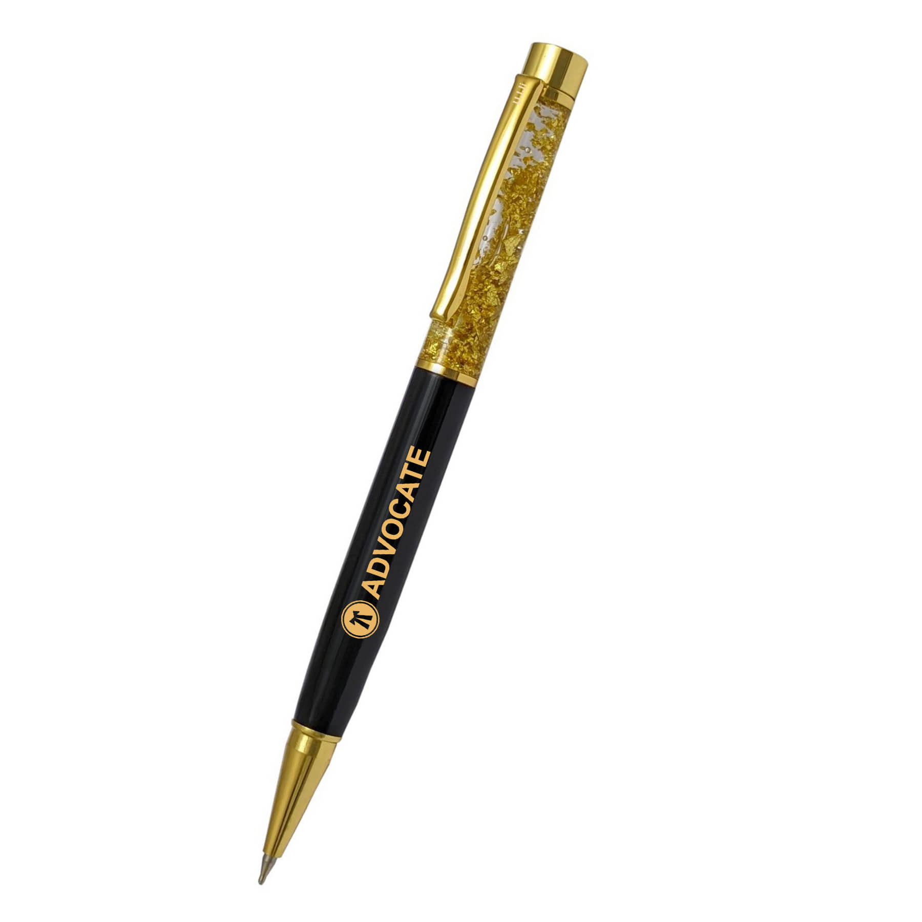 UJJi Advocate Logo Golden Liquid Filled Brass (Blue Ink) Ball Pen