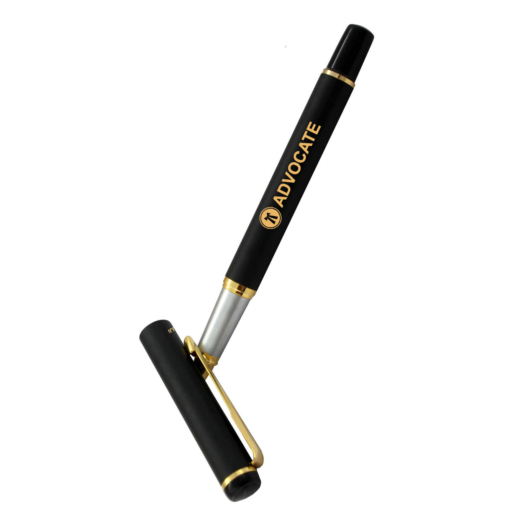 UJJi Advocate Logo Roller Pen in Black Colour Cap Open Mechanism (Blue Ink) Roller Ball Pen