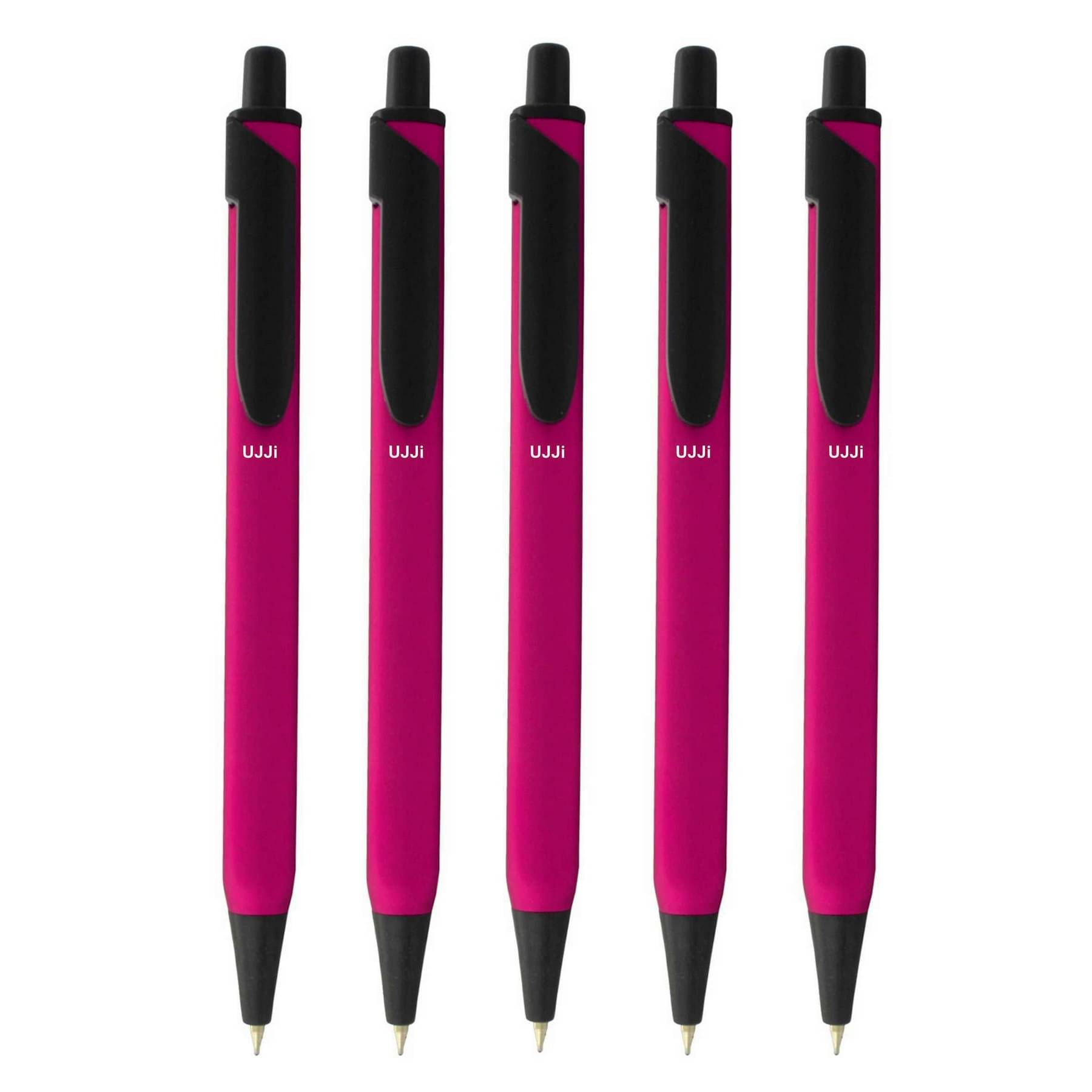     			UJJi Click Pen in Matte Finish Pink Colour Pack of 5pcs (Blue Ink) Ball Pen