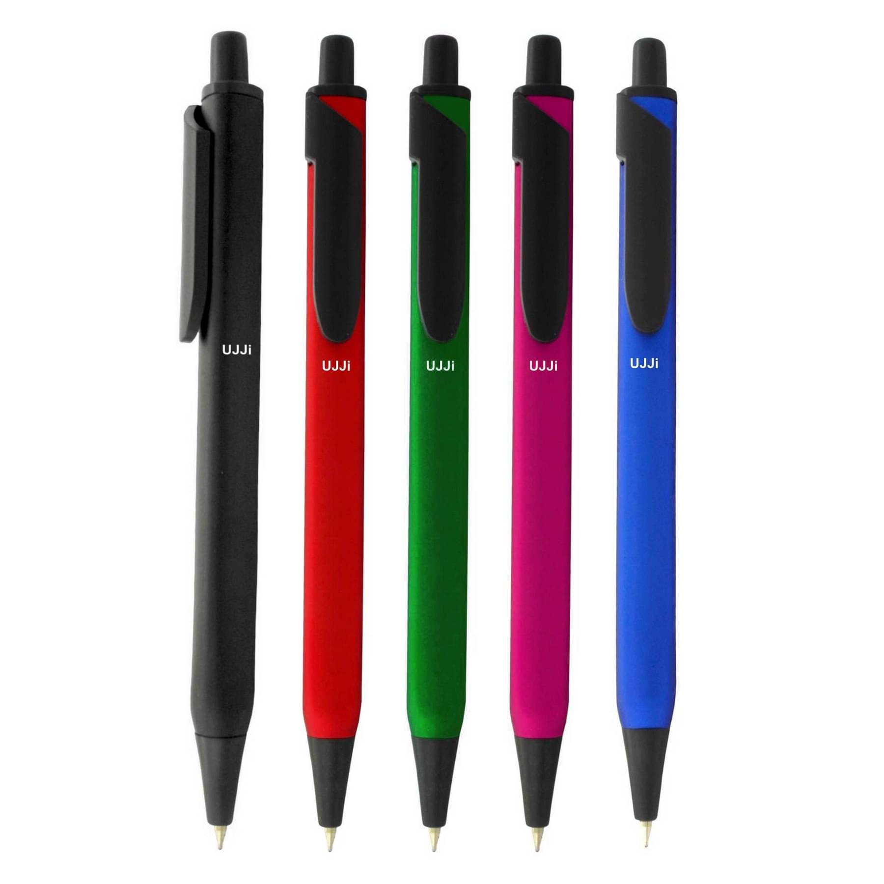     			UJJi Click Pen in Mix Color Matte Finish Retractable Pack of 5pcs (Blue Ink) Ball Pen
