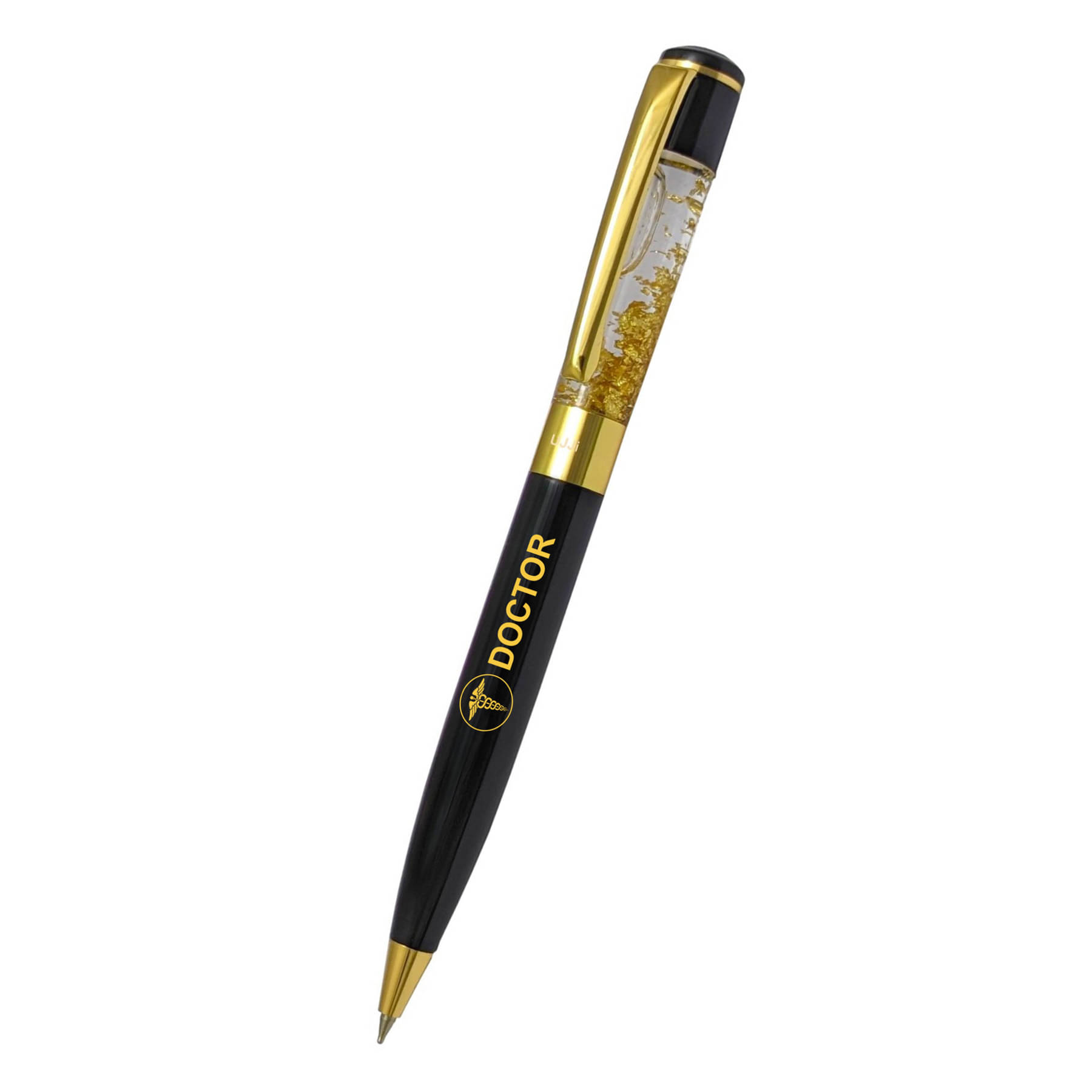     			UJJi Doctor Logo Golden Liquid Filled Cap Brass (Blue Ink) Ball Pen