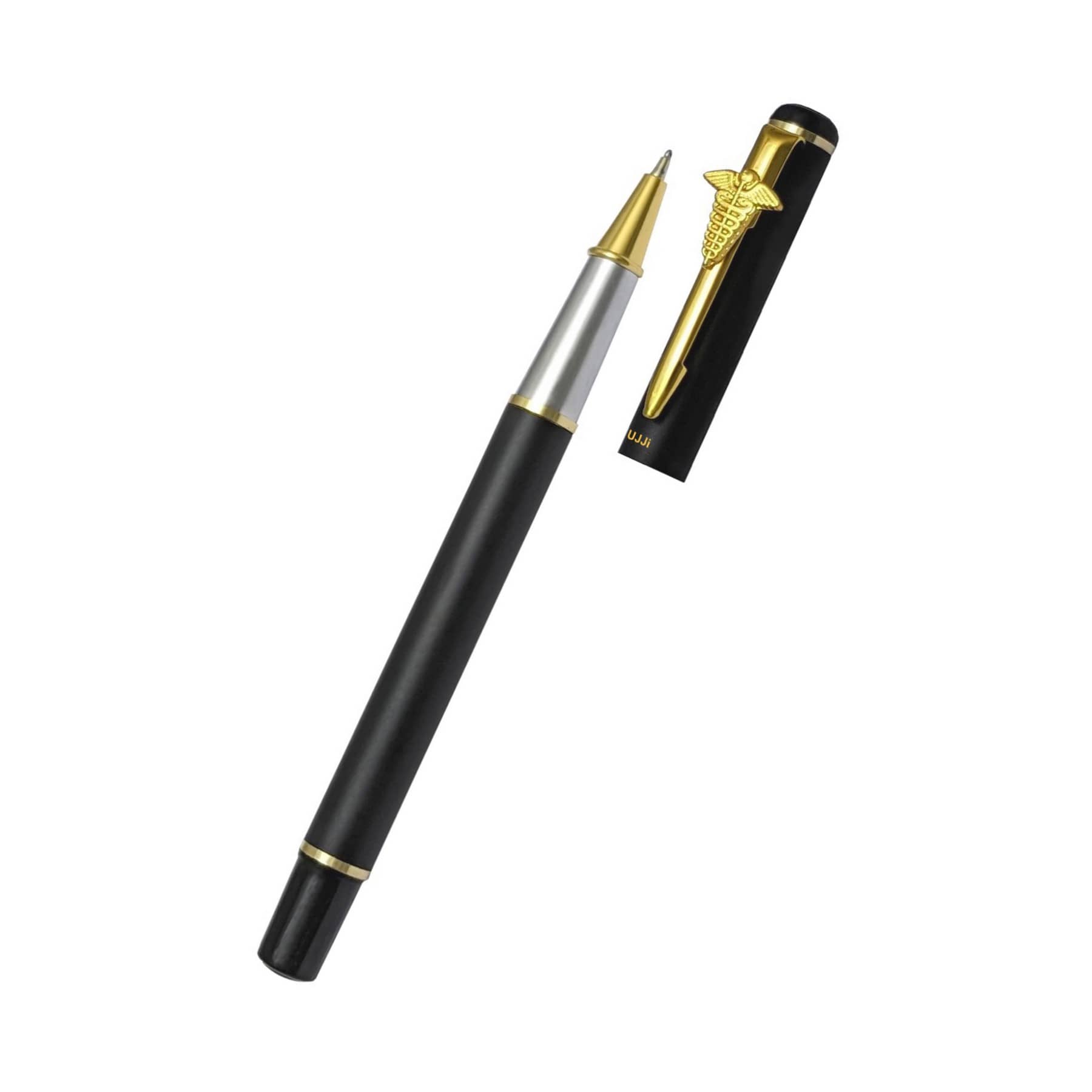 UJJi Doctor Logo Pen in Brass Black Colour (Blue Ink) Roller Ball Pen