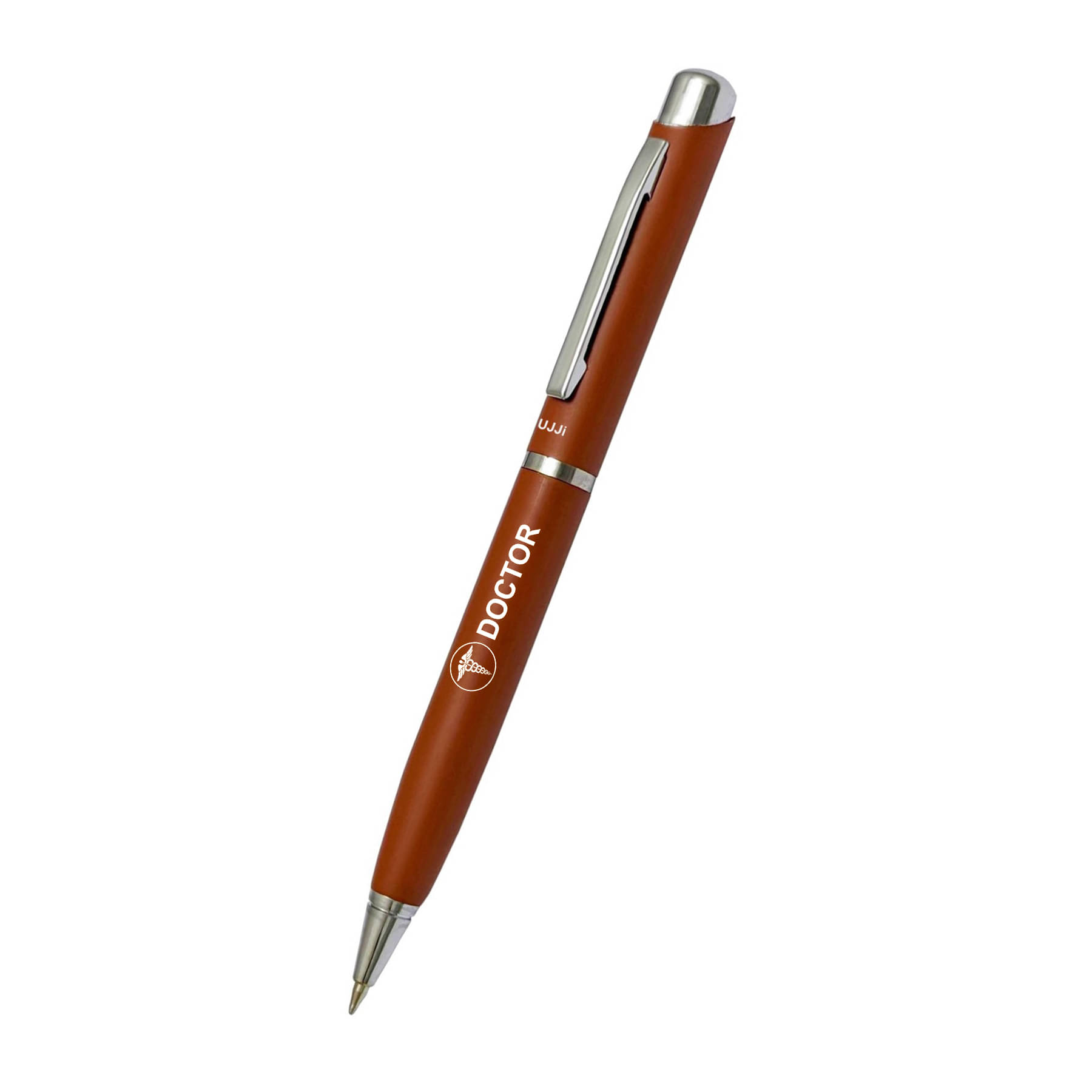 UJJi Doctors Gift in Metal Tan Colour Twist Mechanism (Blue Ink) Ball Pen     			UJJi Doctors Gift in Metal Tan Colour Twist Mechanism (Blue Ink) Ball Pen
