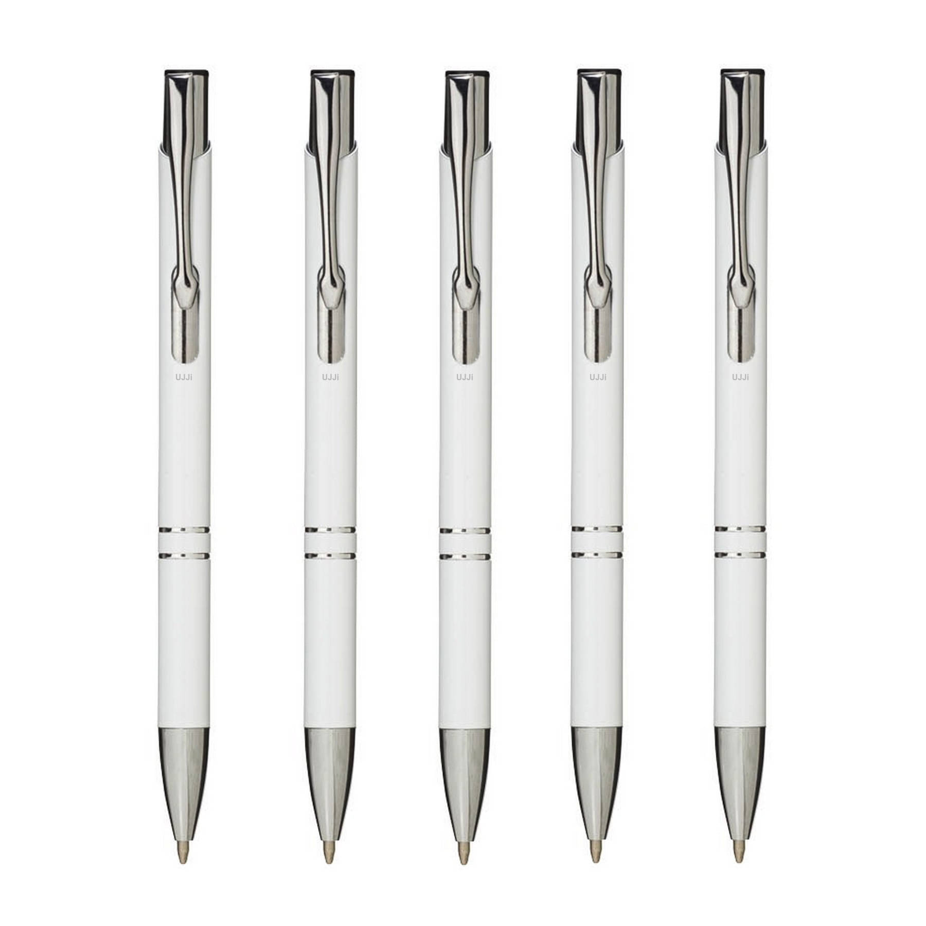     			UJJi Gloss White Color Retractable Pack of 5pcs (Blue Ink) Ball Pen