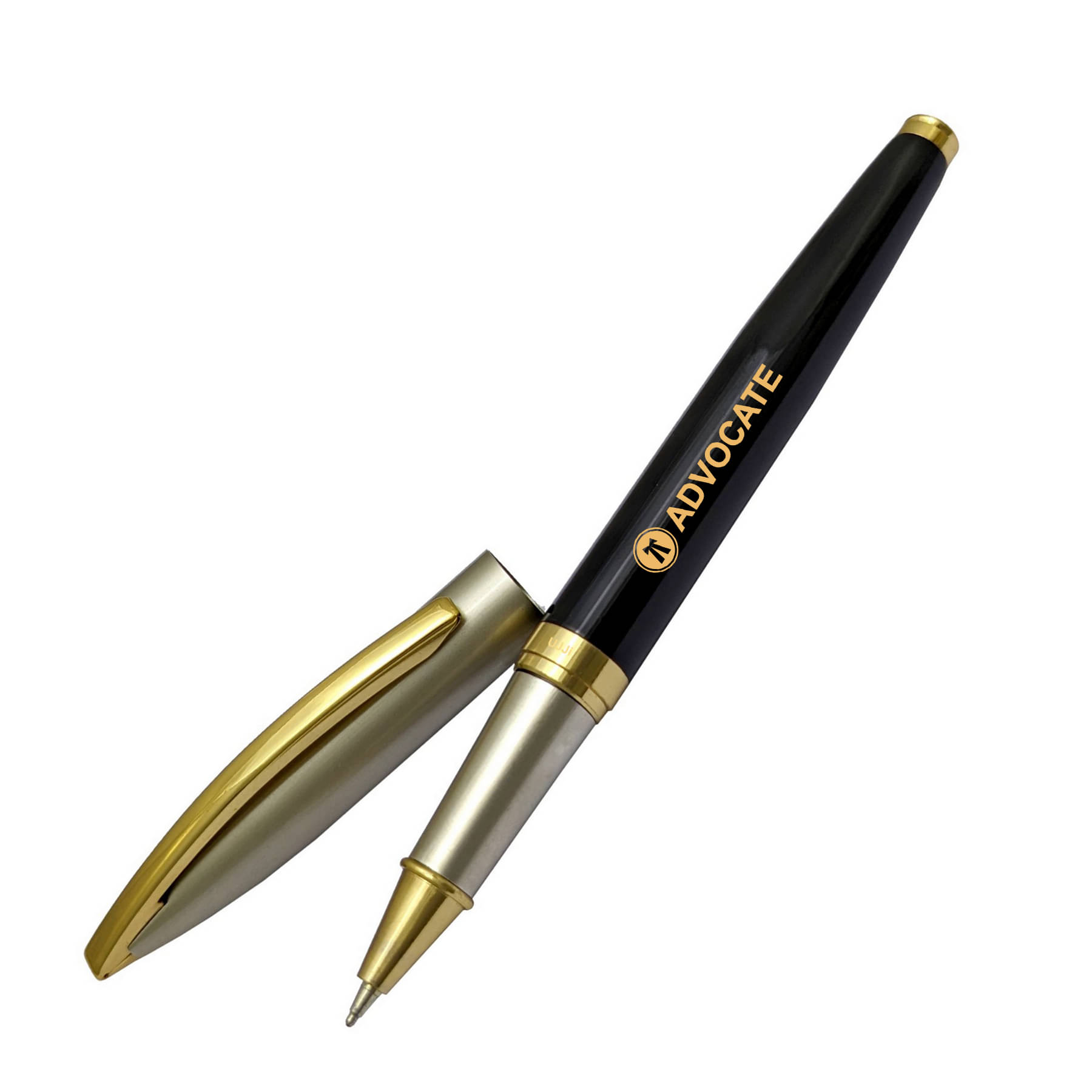     			UJJi Half Satin Color Pen with Advocate Logo Engraved Golden Part (Blue Ink) Roller Ball Pen