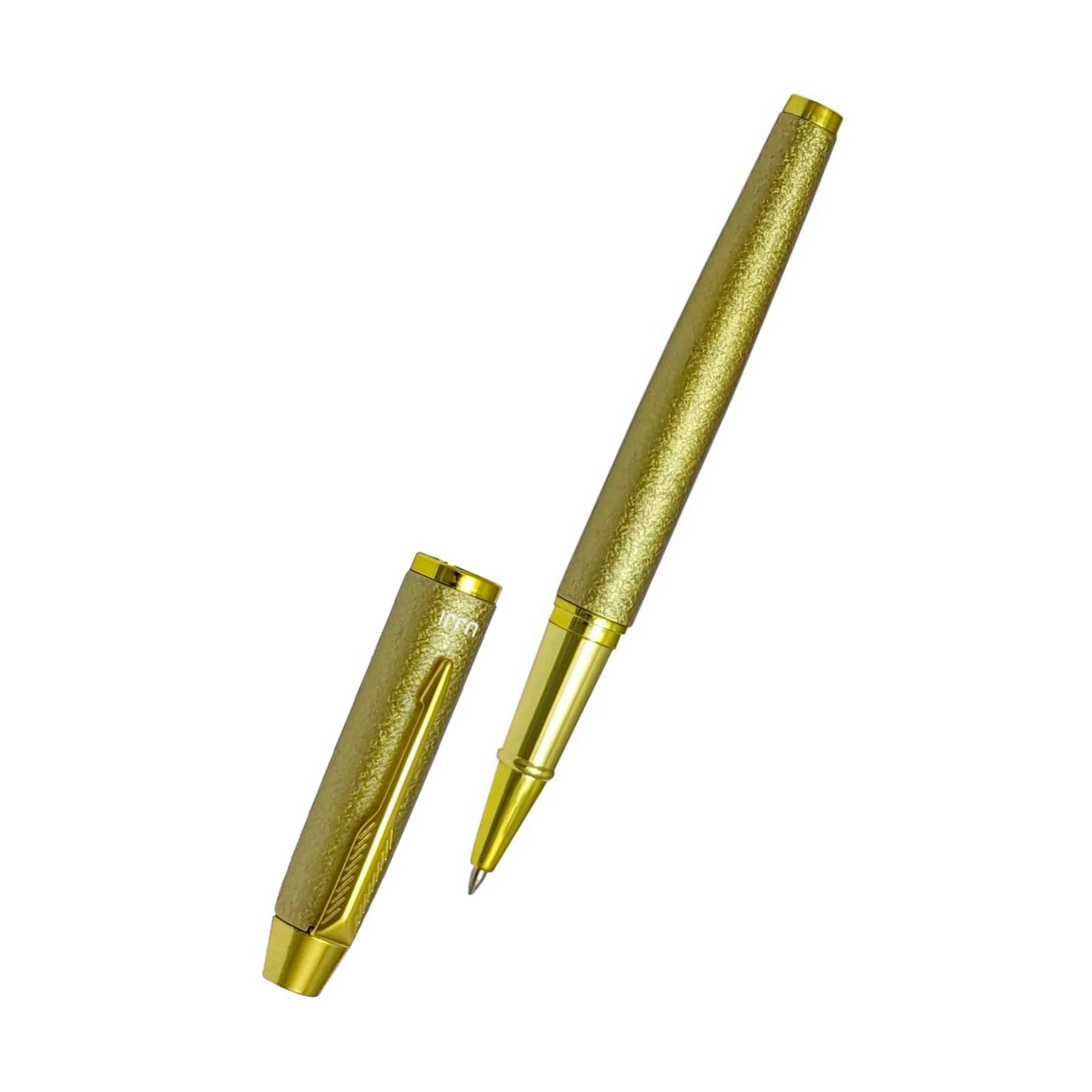 UJJi Textured Design Golden Color Roller Pen in Long Life Refill (Blue Ink) Roller Ball Pen UJJi Textured Design Golden Color Roller Pen in Long Life Refill (Blue Ink) Roller Ball Pen